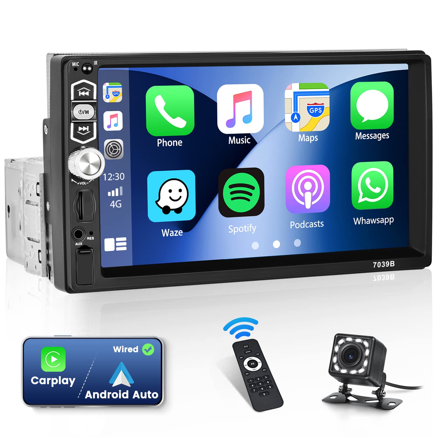 Apple Carplay Head Unit Single Din Touchscreen Car Stereo Android Auto 7 Inch Car Radio With Bluetooth And Backup Camera Mirror 