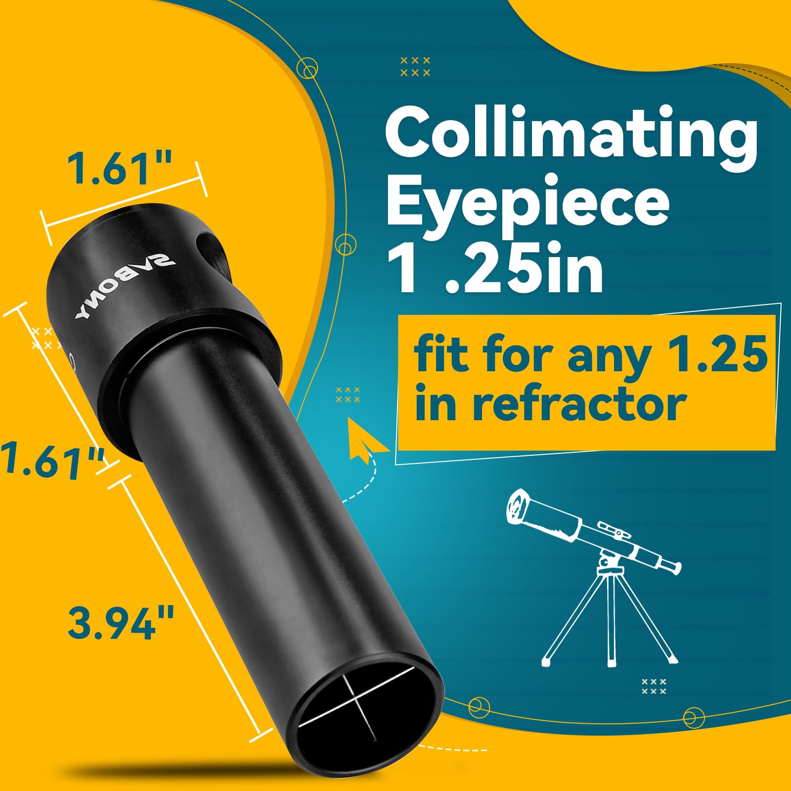Svbony Sv197 Collimating Cheshire Eyepiece, 1.25 Inch Collimation Eyepiece, For Newtonian Reflector Telescope