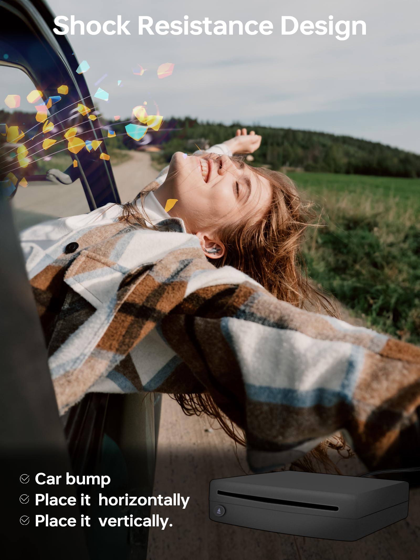 External Usb Cd Player For Car, Homlab Portable Plugs In Cd Player With Extra Usb Cable, For Car Without Cd Player, Laptop, Tv,