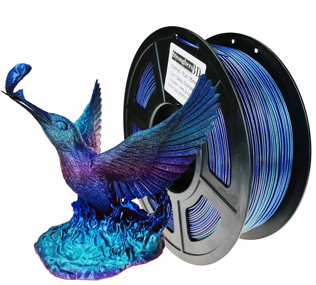 Stronghero3D Pla 3D Printer Filament 1.75Mm Vertigo Galaxy Rainbow Multicolors Accuracy +/ 0.05Mm Net Weight 1Kg(2.2Lbs) For End