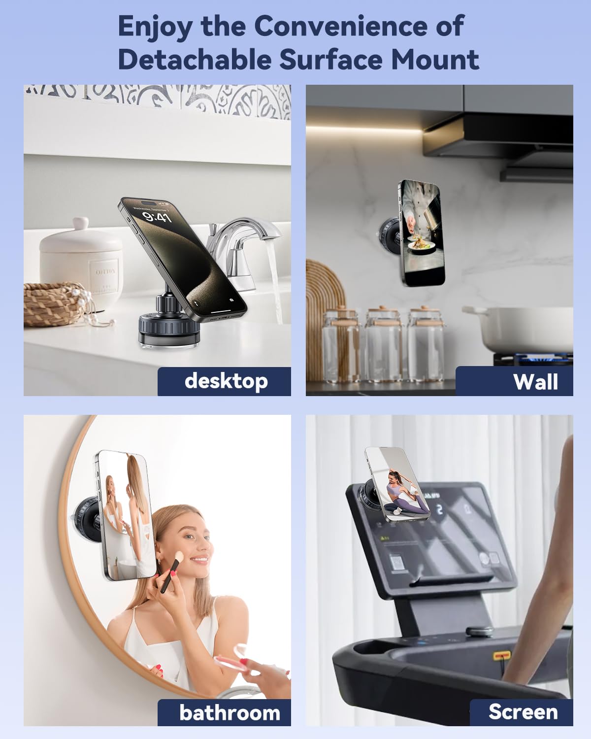 Nediea Vacuum Suction Cup Phone Mount,Hands-Free Magnetic Shower Cell Phone Holder,Adjustable Phone Suction Grip For Mirror/Smoo