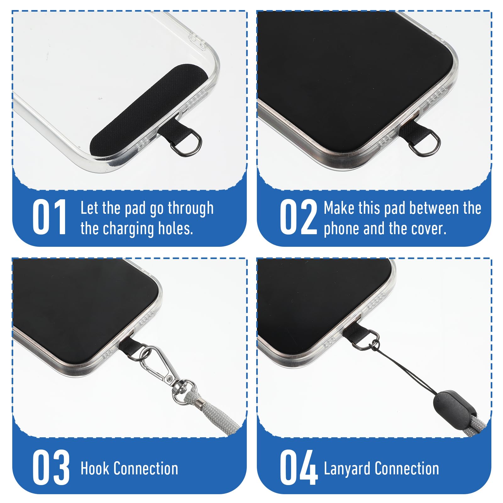 Ybeaty 4 Pcs Phone Lanyard Adjustable Removable Universal Compatible Cell Phone Lanyards Multifunctional Crossbody Patch Lanyard
