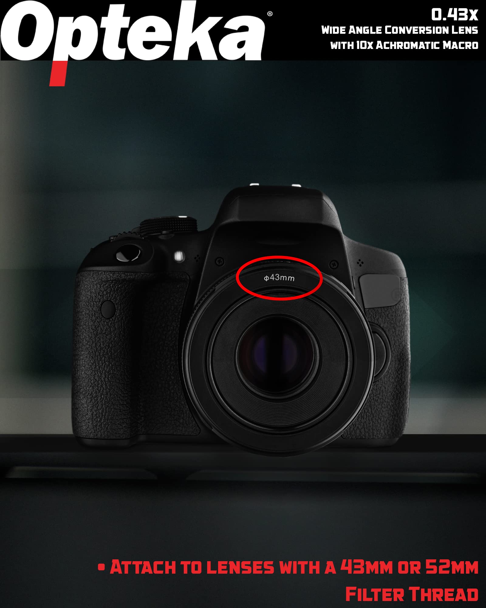 Opteka 0.43X High Definition Auto Focus Wide Angle Lens With Macro Attachment For Canon, Fuji, Nikon, Panasonic, Sony And Sigma