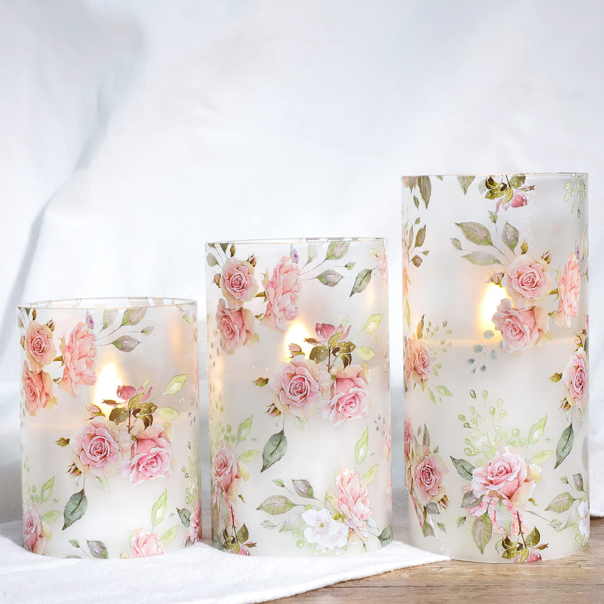 Silverstro Holiday Rose Flameless Candles With Remote Real Wax Blinks Glass Battery Operated Candles - Home Party Wedding Thanks