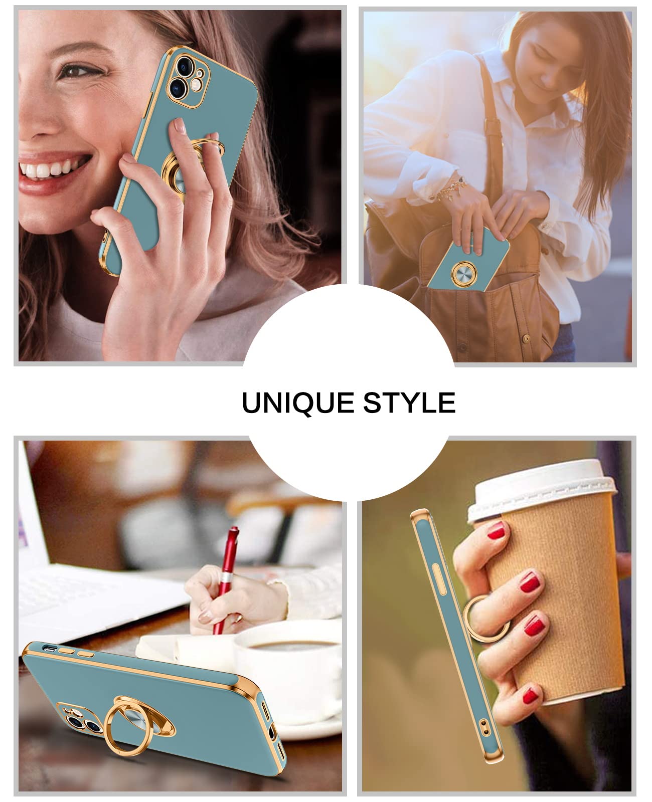 Bentoben Compatible With Iphone 12 Mini Case With 360    Ring Holder, Shockproof Kickstand Support Car Mount Women Men Non Slip