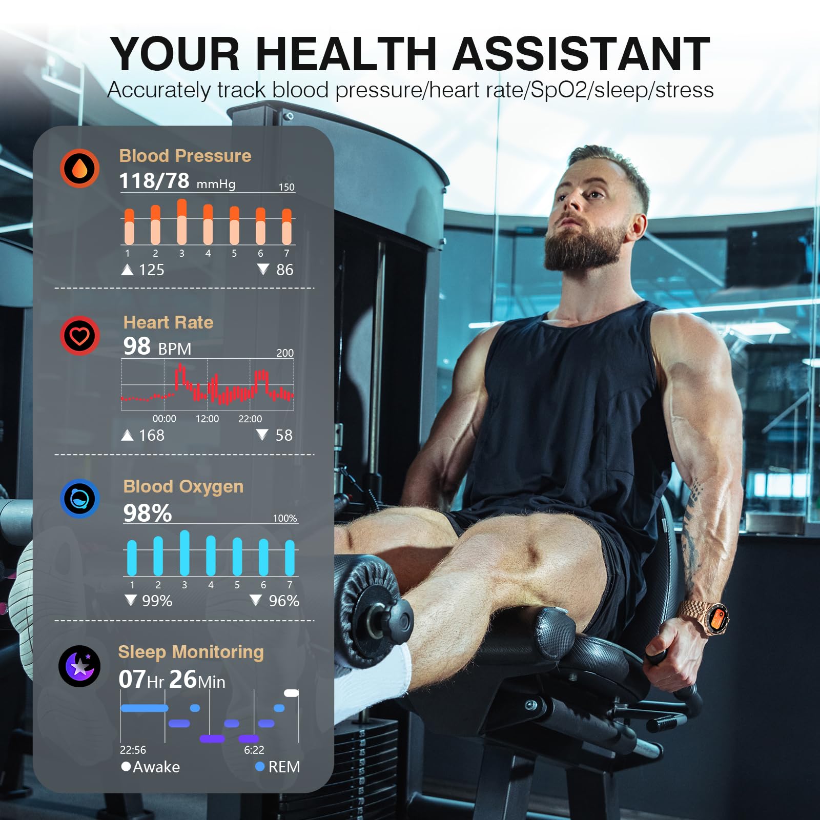 2025 Da Gpt Smart Watch, Deep Search, Heart Rate, Blood Pressure, Blood Oxygen, Sleep Monitor, 107 Sports Modes, Waterproof Roun