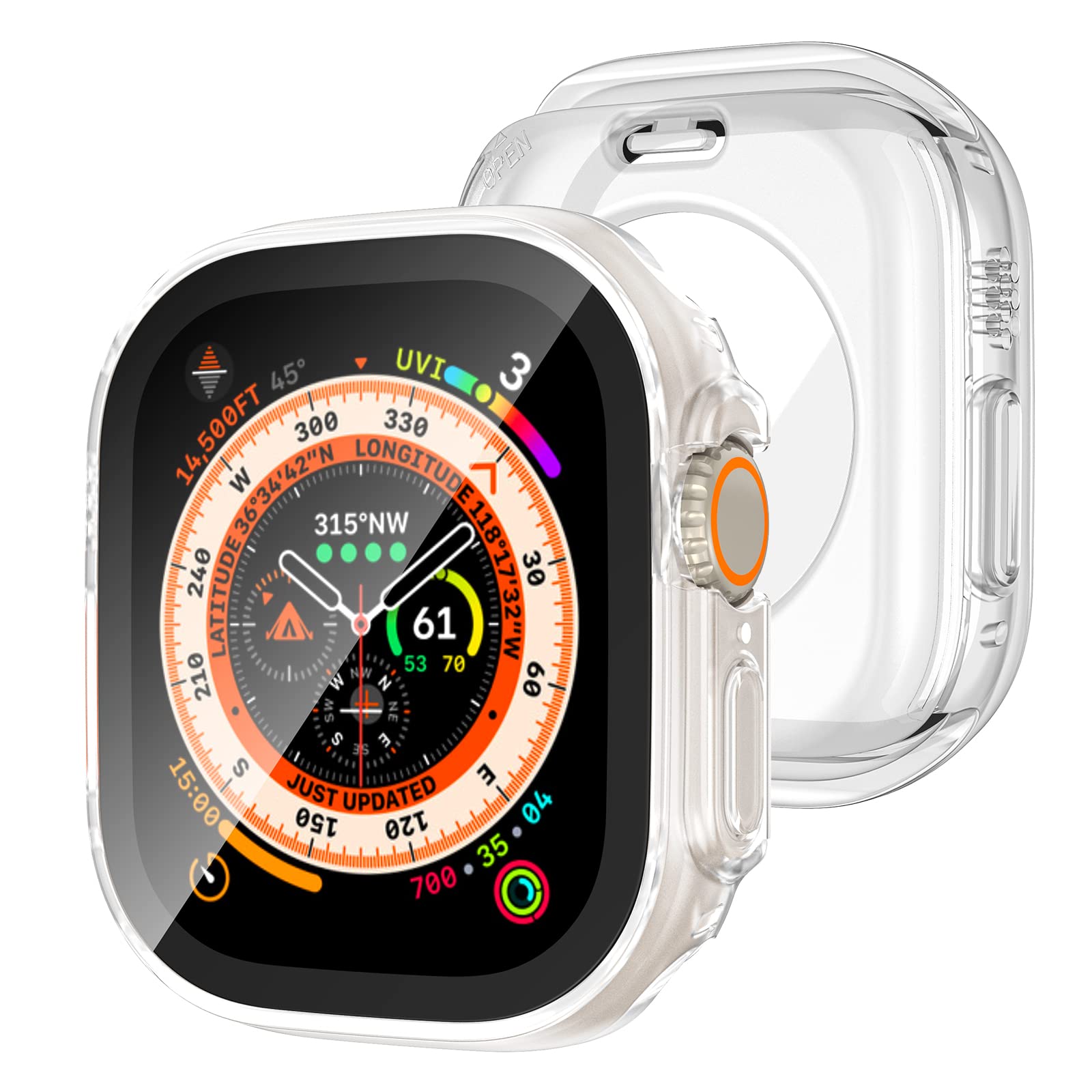 Tensea (2 In 1) For Waterproof Apple Watch Ultra 2/Ultra Screen Protector Case 49Mm Accessories, Iwatch Protective Pc Face Cover