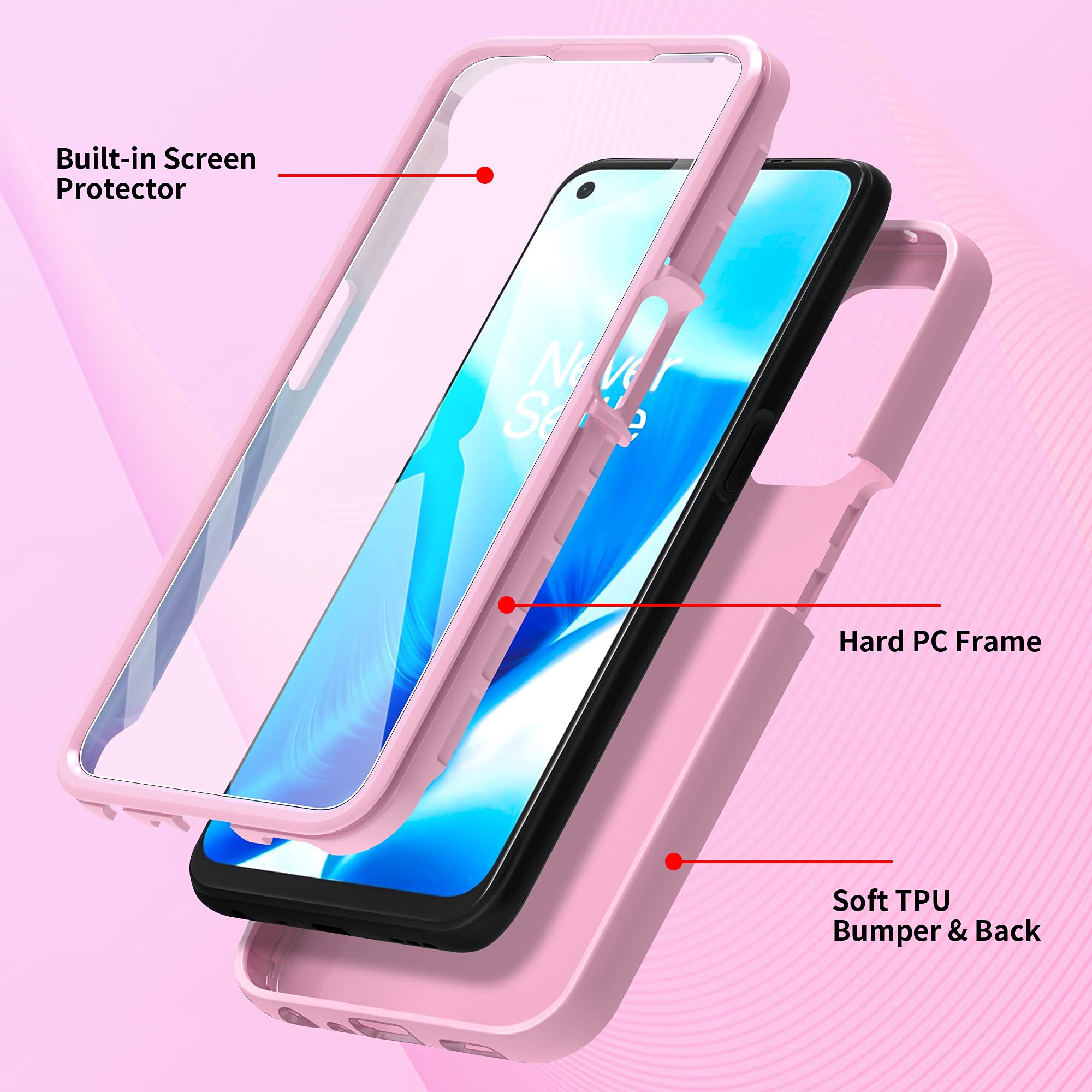 Jaroie Design Heavy Duty Case For Oneplus Nord N200 5G Case With Built In Screen Protector Dual Layer Pc Silicone Shockproof Pro