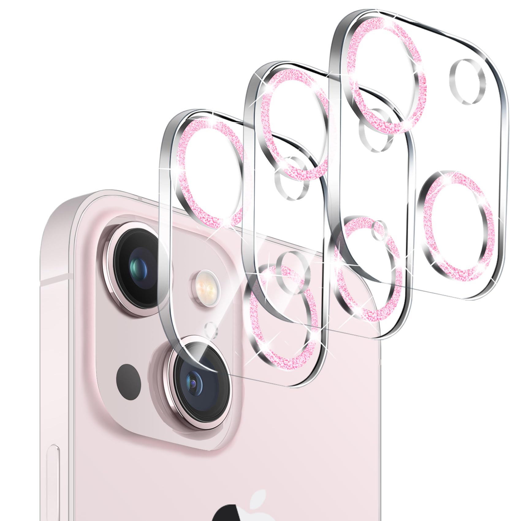 ?3 Pack?Dengduoduo Tempered Glass Camera Lens Protector For Iphone 13 6.1'' & Iphone 13 Mini 5.4'', Bling Glitter Sparkle Ultra