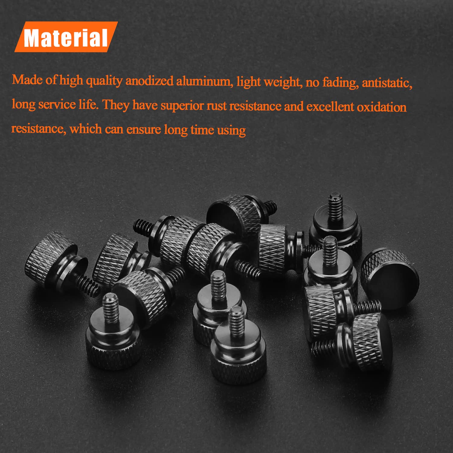 Helifouner 10 Pieces 6 32 Thread, Black Color Anodized Aluminum Computer Case Thumbscrews, Thumb Screws For Computer Case/Cover/