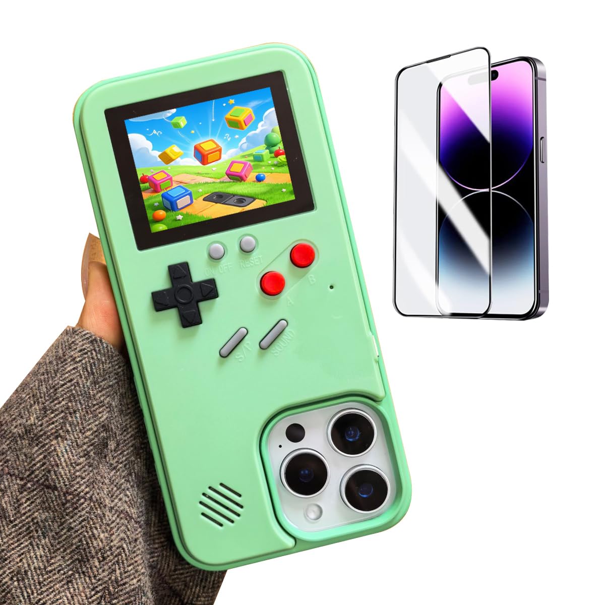ERAKOLE Game Phone Case for iPhone 14 Retro Video Game Cover Funny Playable Design, Shockproof Protective Gamer Case for iPhone,