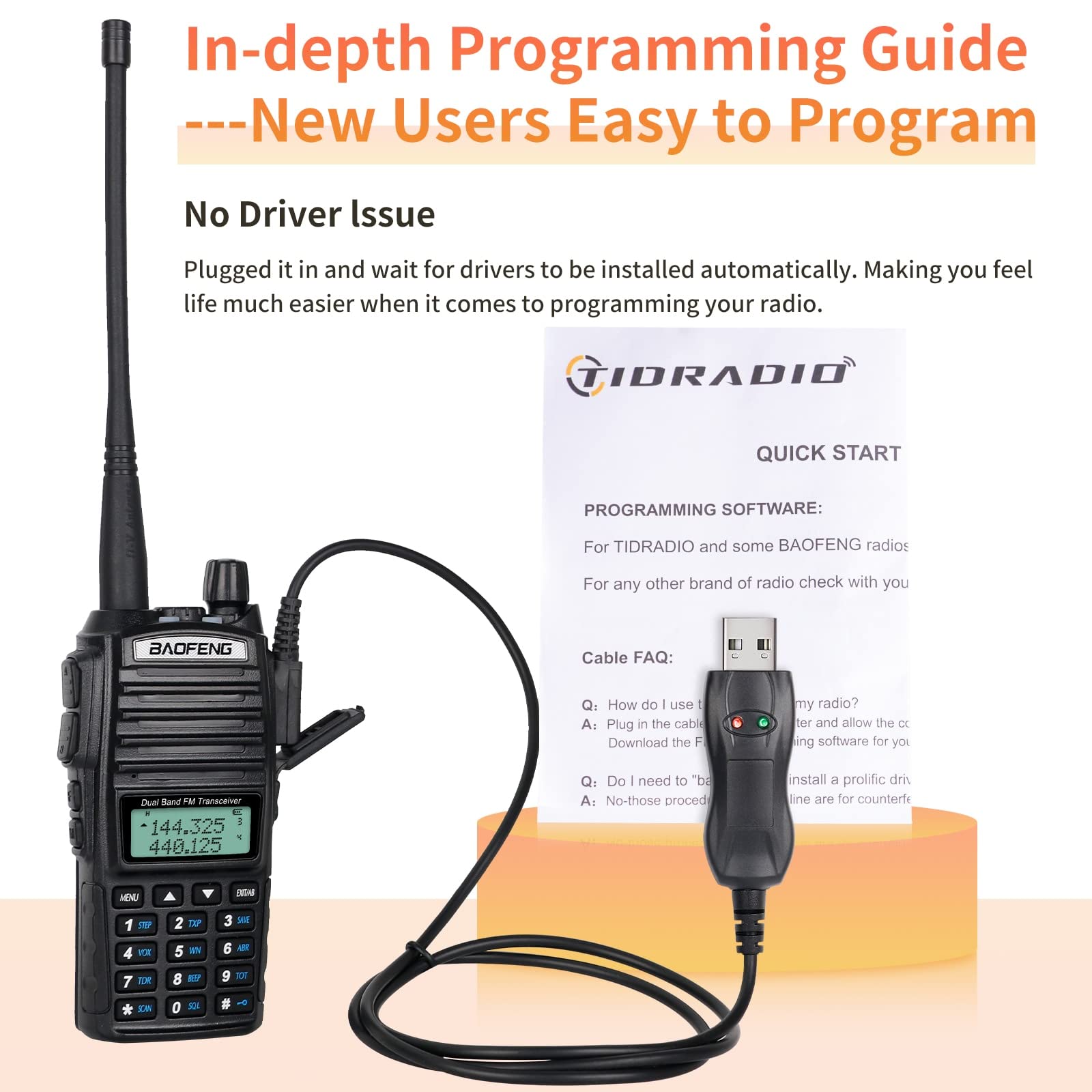 Baofeng Radio Baofeng Uv-82 Ham Radio 144-148/420-450Mhz 2 Way Radio With Ftdi Programming Cable Long Range Dual Band Two-Way Ra