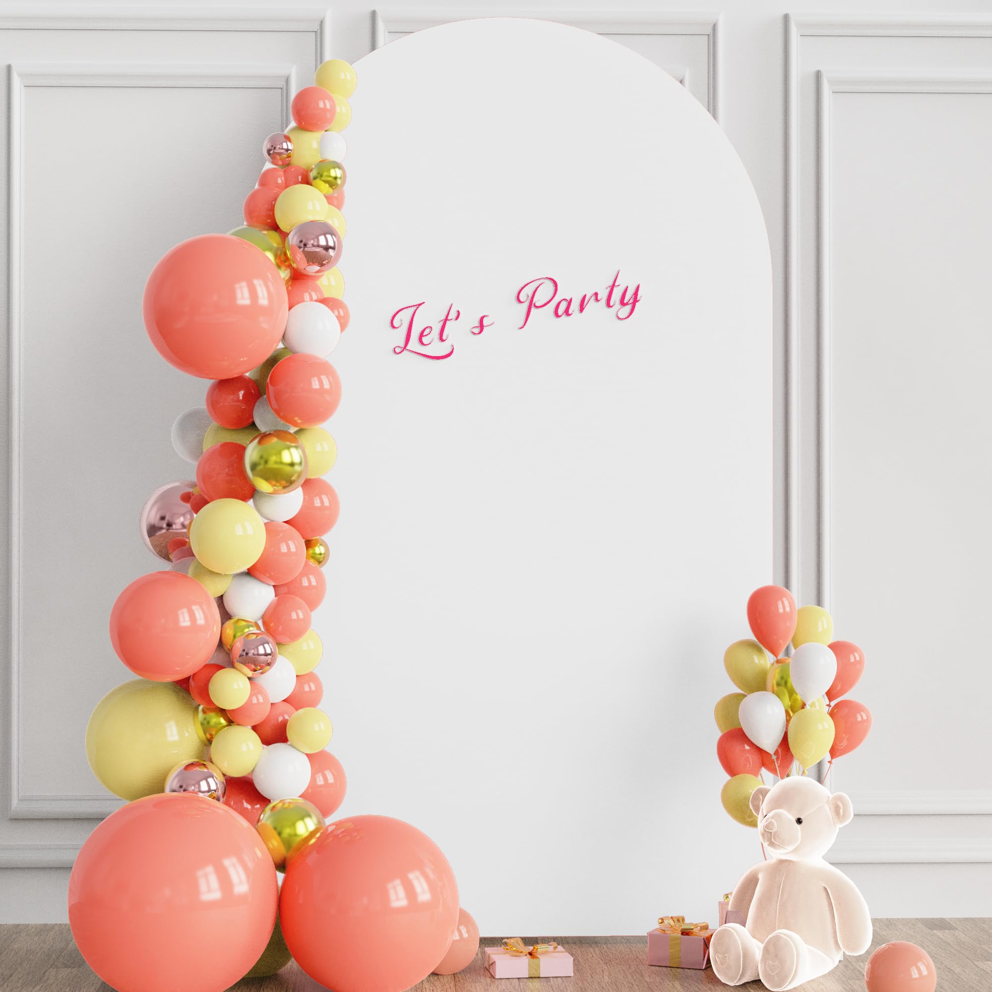 Wokceer Wedding Arch Cover 8Ft Spandex Fitted Wedding Arch Stand Covers Round Top Chiara Arch Backdrop Cover For Birthday Party