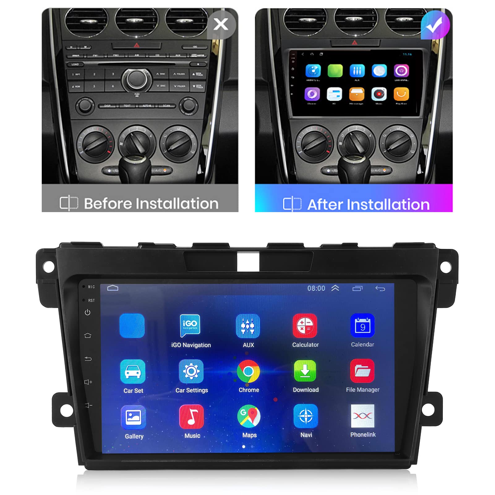 Aramox 9In Car Radio Bluetooth Hands Free Auto Multimedia Player Smart Gps Navigation Display Replacement For Mazda Cx 7 2008 20