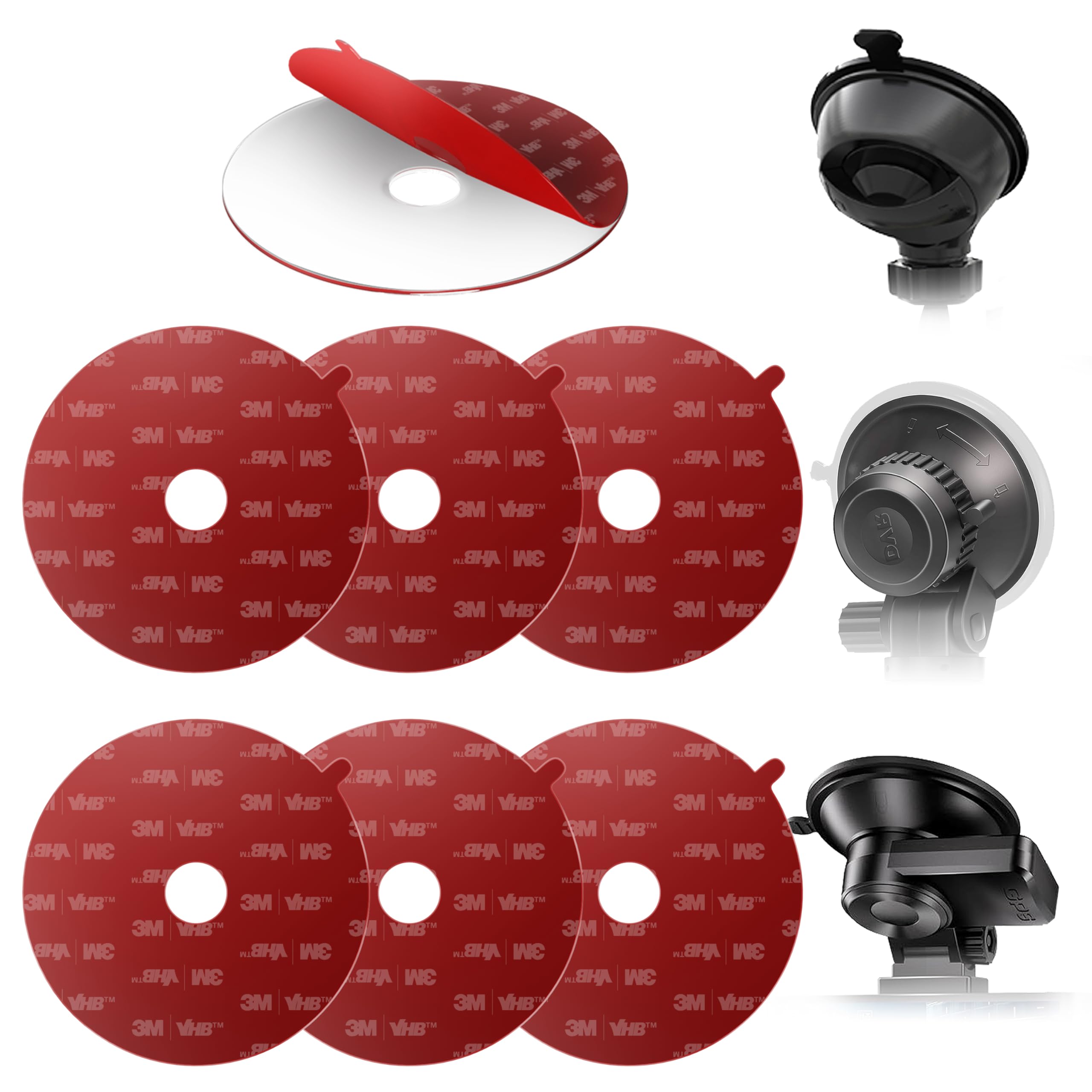 3M Vhb Clear Double Sided Acrylic Foam Mounting Tape   2.2 Inches (56Mm) Round Heavy Duty Adhesives Pad, Secure Dash Cam Suction