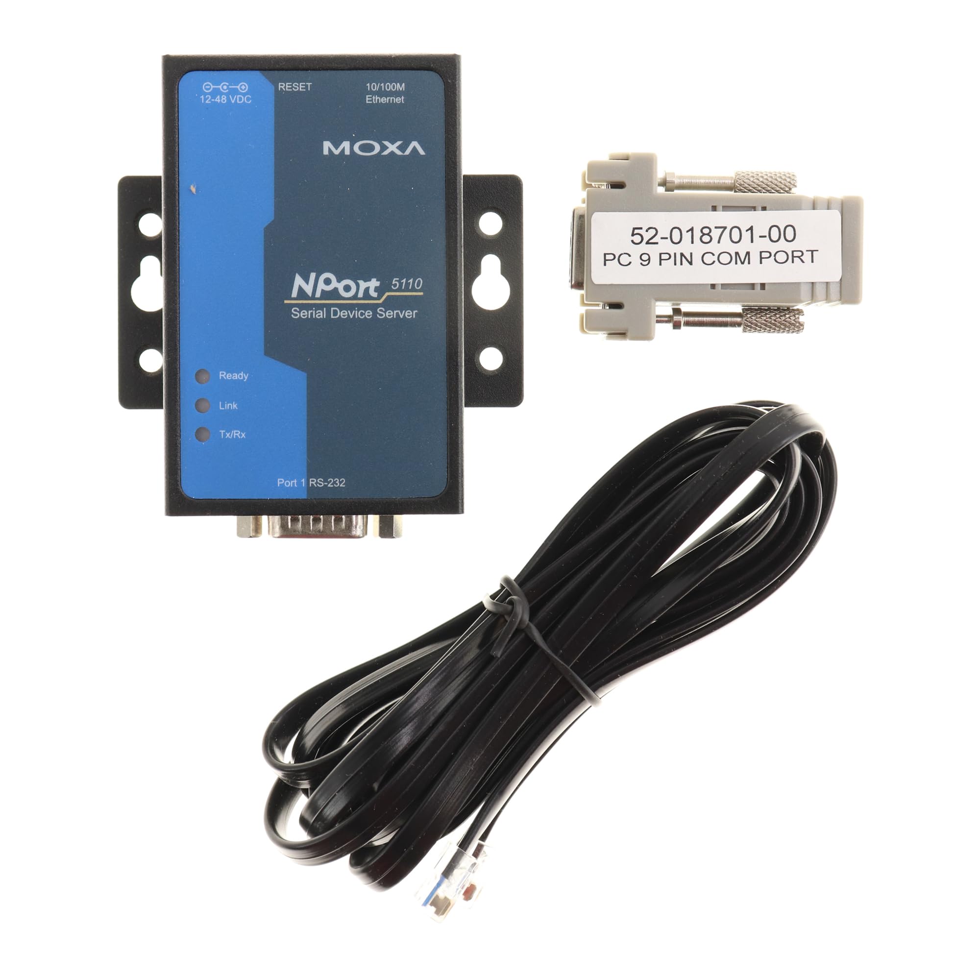 Moxa Nport 5110 1 Port Serial Device Server, 10/100 Ethernet, Rs232, Db9 Male