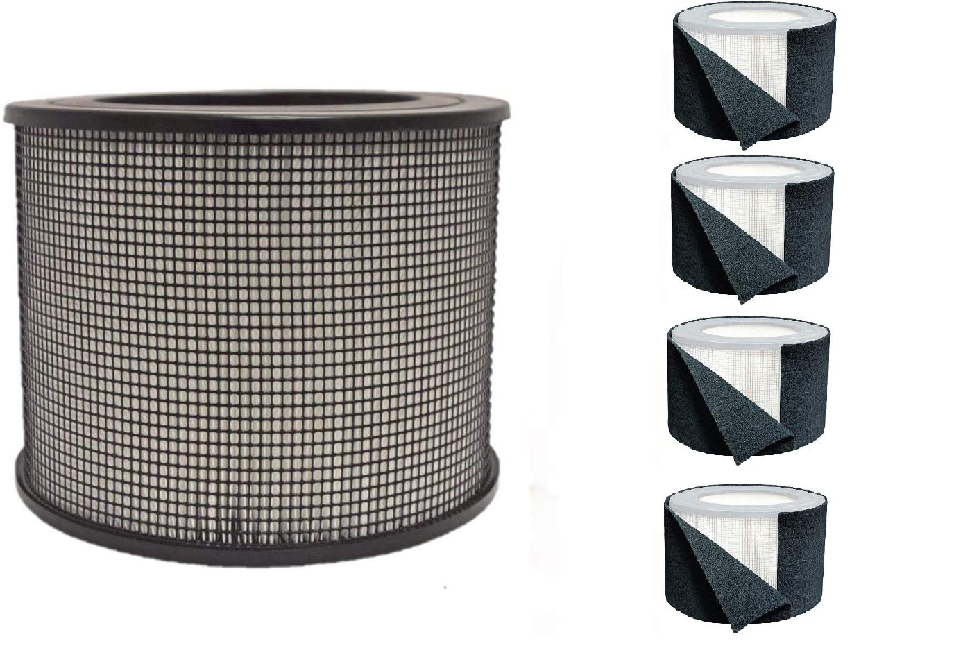 Bluebird Filters Replacement Hepa Filter & Carbon Pre Filter Kit For Honeywell 50250 50250 S Oem Part Number 24000 (1 Hepa + 4 C