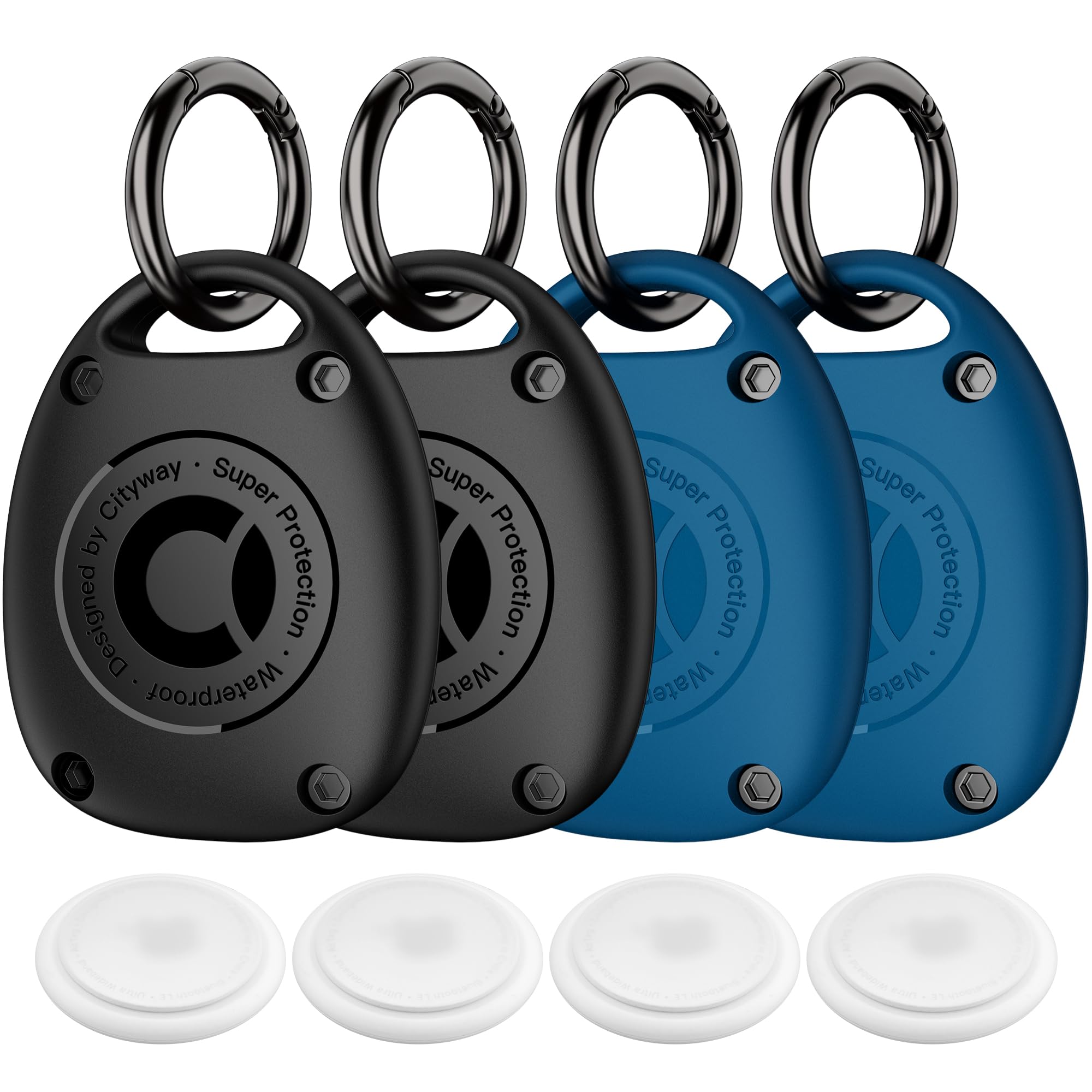 (4 Pack) For Airtag Keychain Holder Case | Ipx8 Waterproof, Ultra Compact | Portable Air Tag Holder Cover For Backpack, Keys, Lu