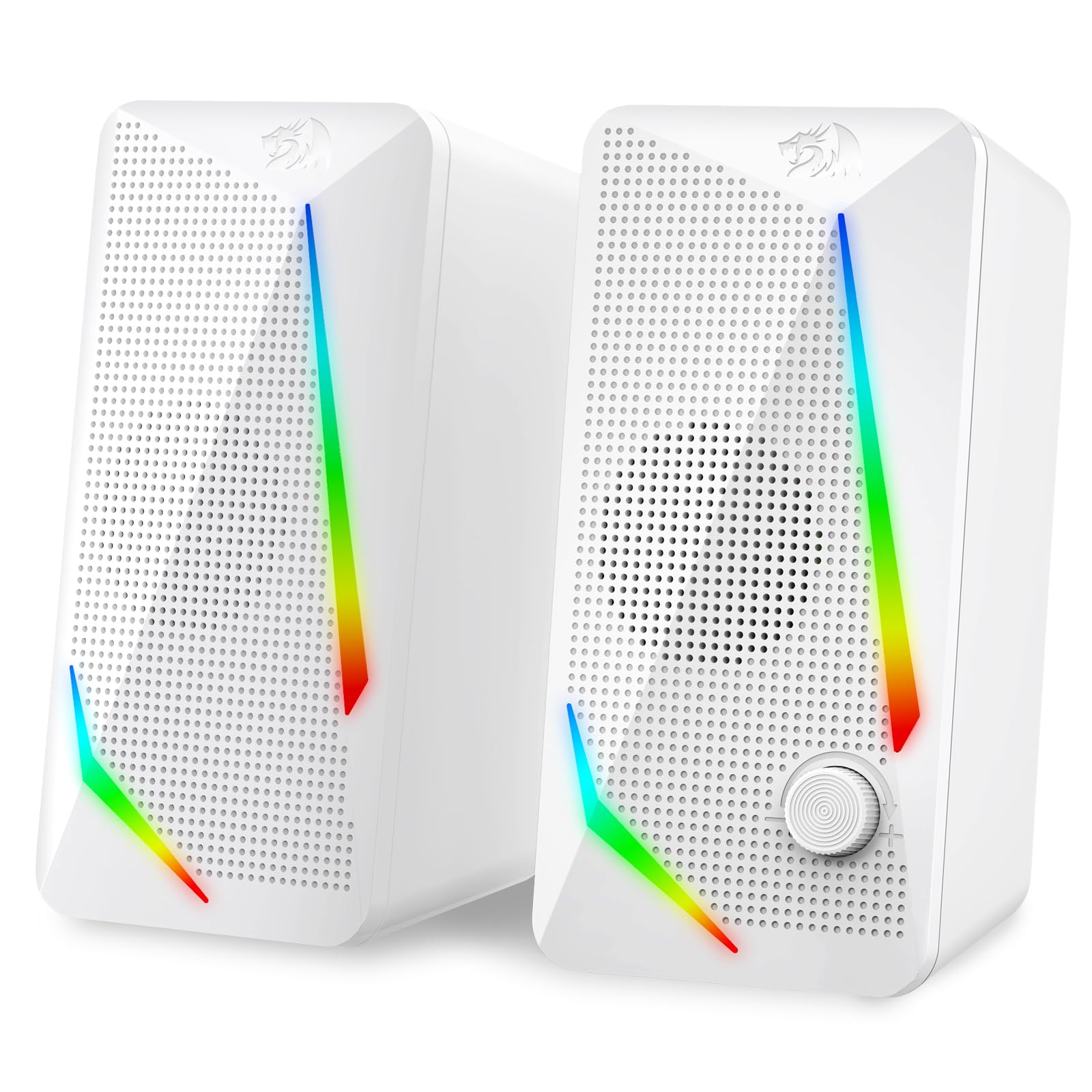 Redragon GS510 RGB Wired Desktop Speakers, 2.0 Channel Stereo Sound, White
