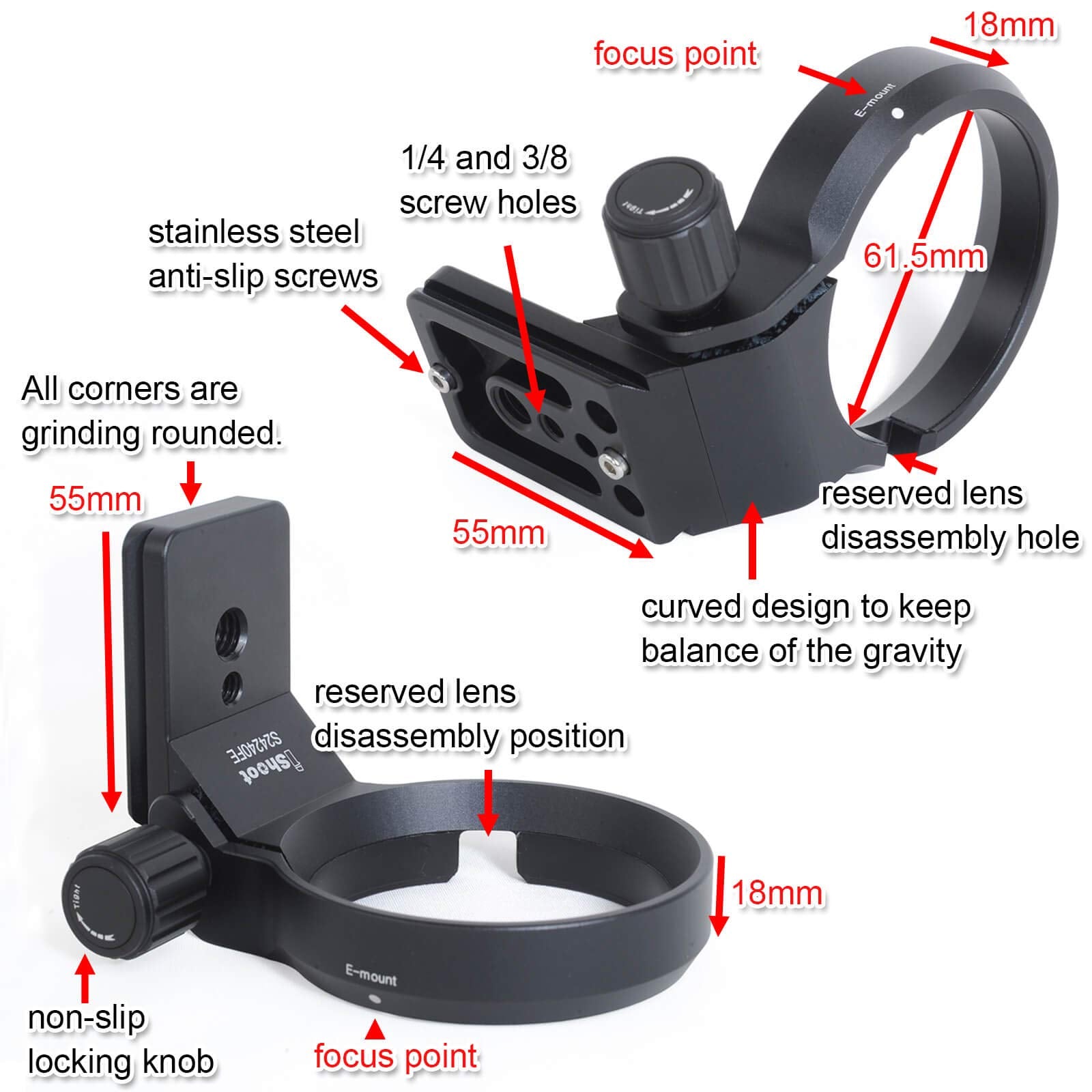 Ishoot Lens Collar Tripod Mount Ring Support Bracket Holder For Sony Fe 24 240Mm F/3.5 6.3 Oss, 24 105Mm F/4 G Oss, 16 35Mm F/2.