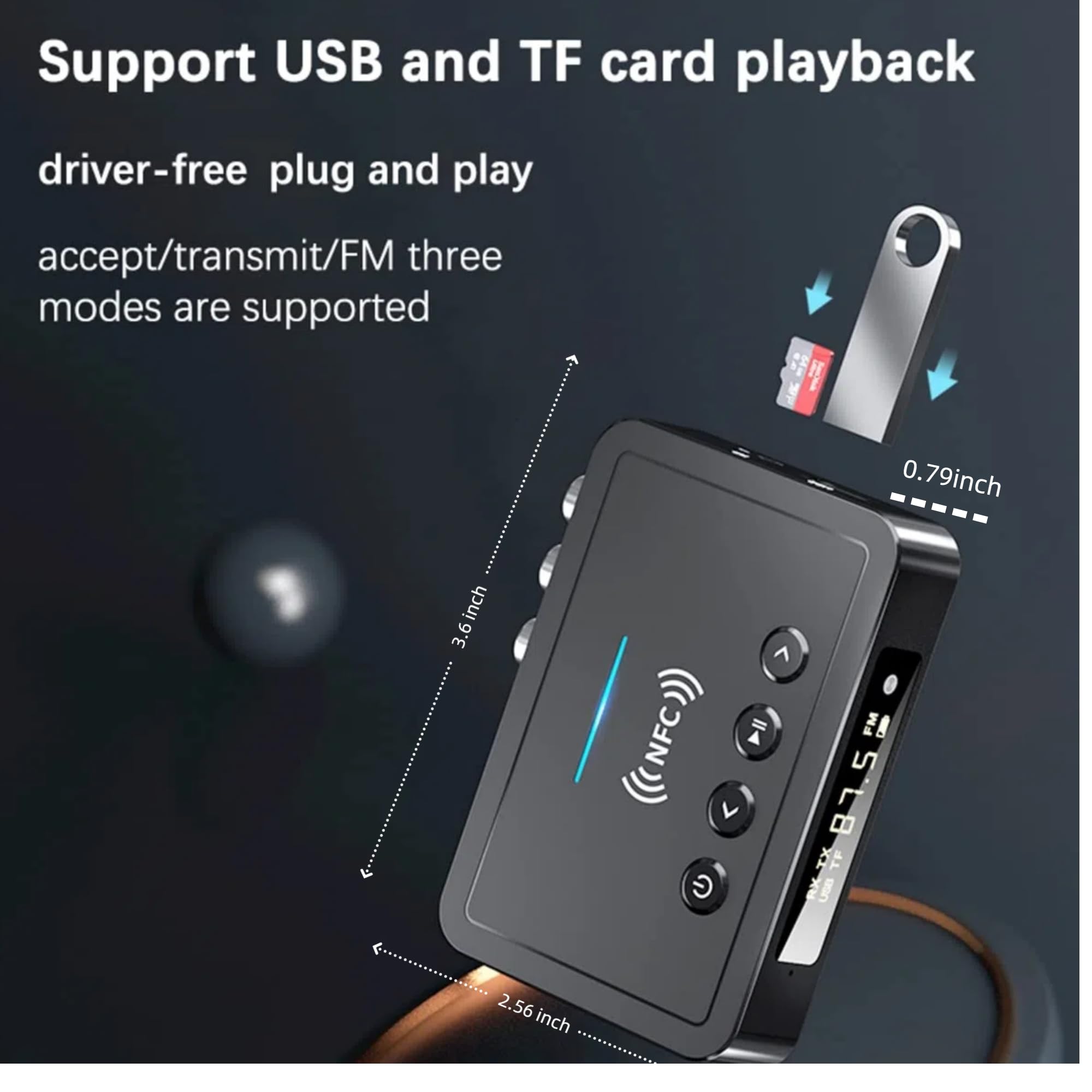 Bluetooth 5.0 Adapter, Bluetooth Transmitter And Receiver For Home Stereo Hi-Fi Audio With 3.5Mm, Rca, Coaxial, Optical, Nfc, Ap