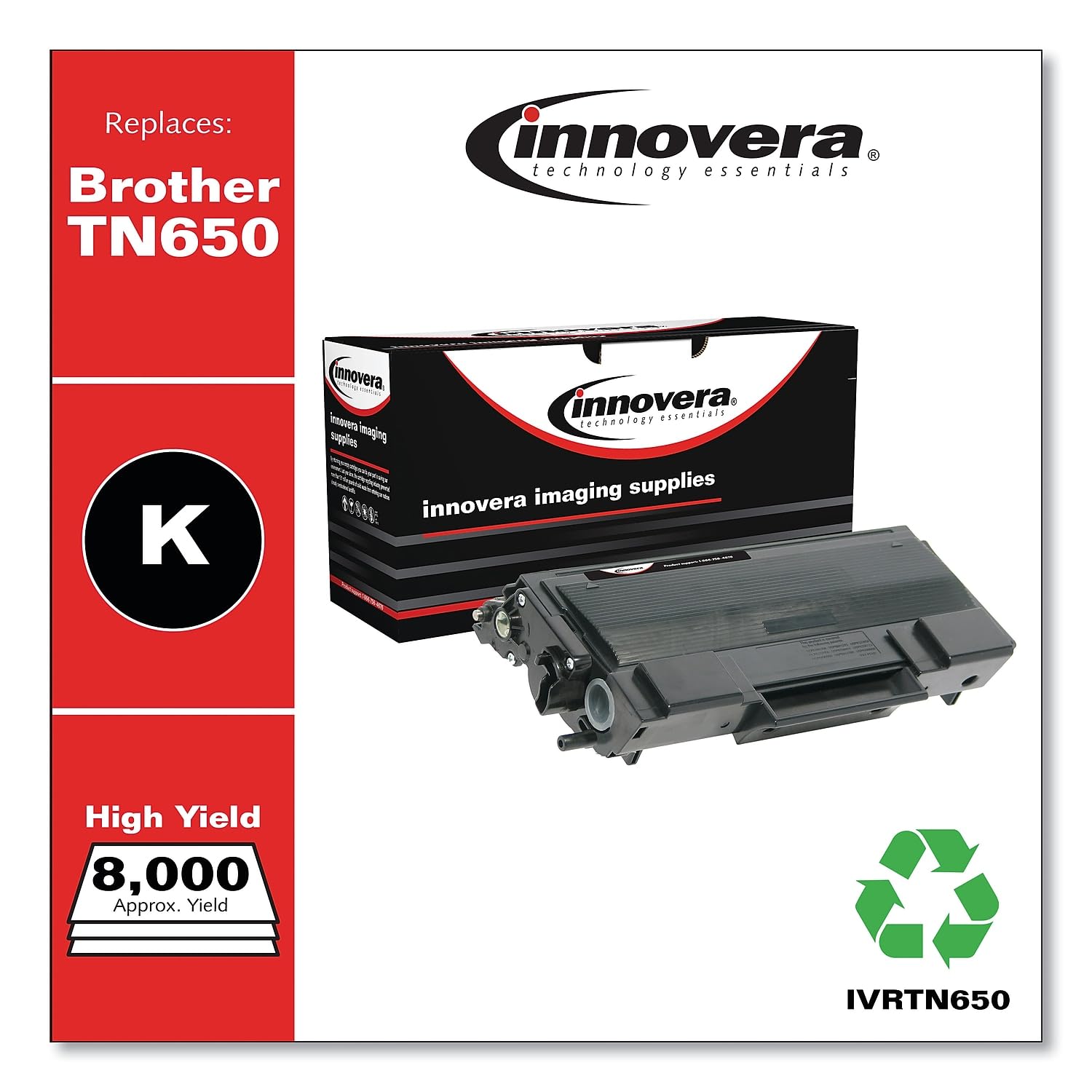 Innovera Remanufactured Black High Yield Toner, Replacement For Tn650, 8,000 Page Yield