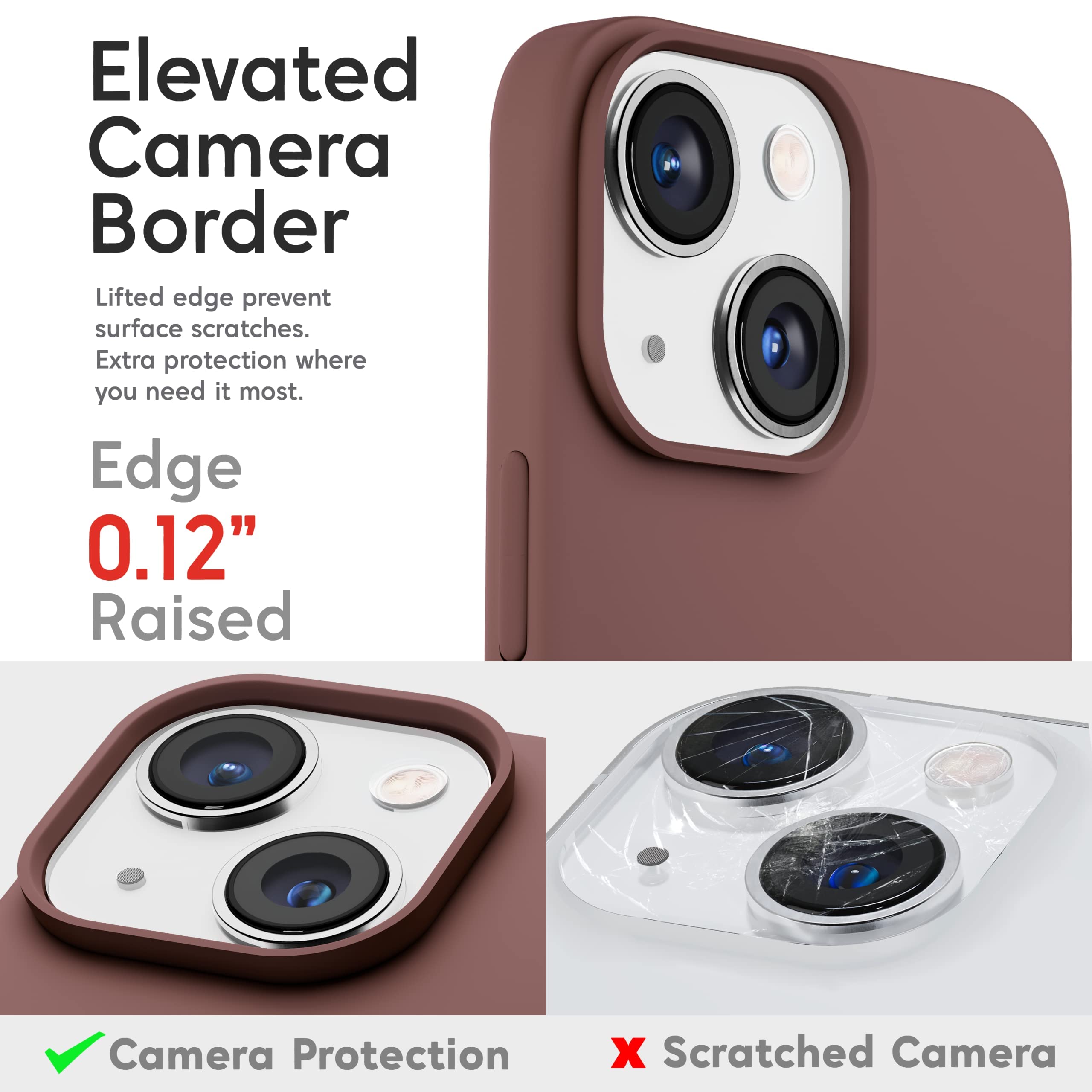 IceSword iPhone 13 Mini Shockproof Liquid Silicone Phone Case with Microfiber Lining - Coffee