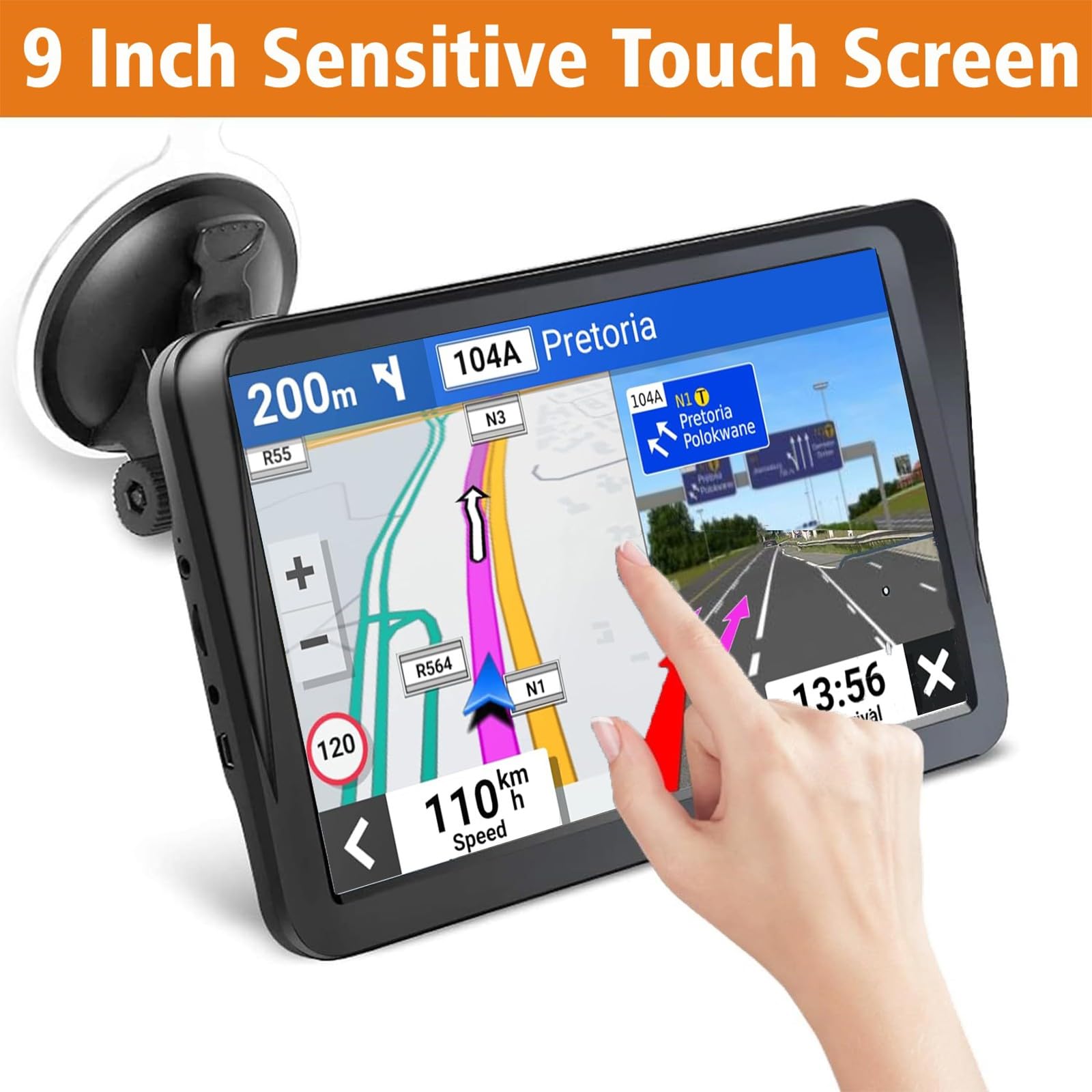 Gps Navigation For Car Truck Rv Gps 9 Inchs Touchscreen Navigator With 2024 Us/Ca/Mx Maps, Free Lifetime Map Updates, Trucker Gp