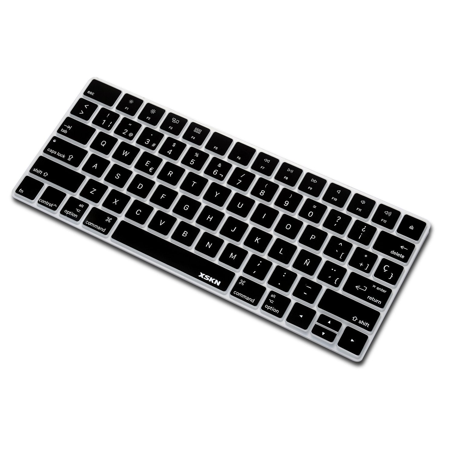 Xskn Spanish Language Ultra Thin Silicone Keyboard Skin Cover For A1644 Magic Keyboard 2015 Version Us Layout (Black)