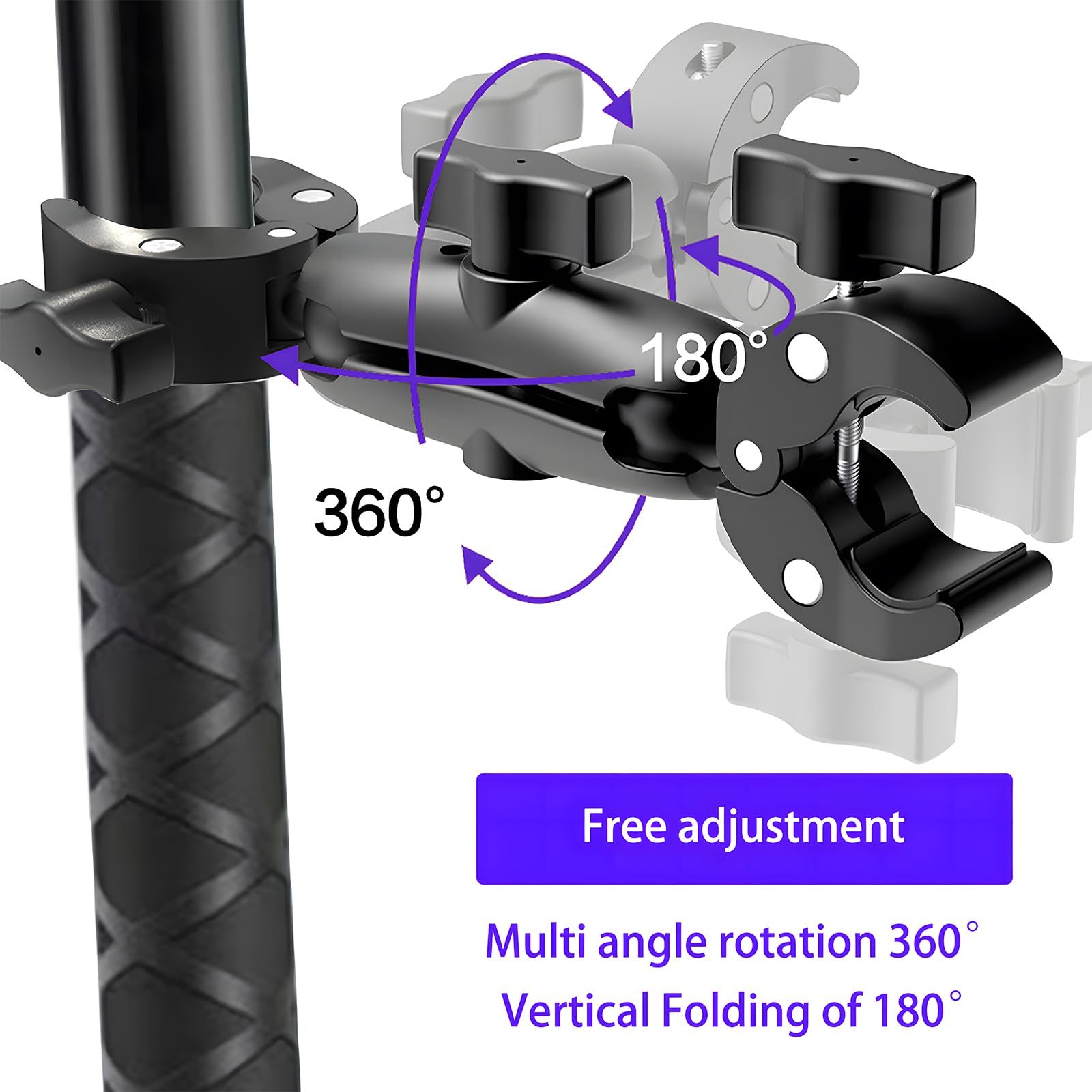 Motorcycle Bike Handlebar Clamp Mount With 47.3'' Invisible Selfie Stick Compatible For Insta360 One X4 X3 X2 X Rs R Go 2 3 Acti