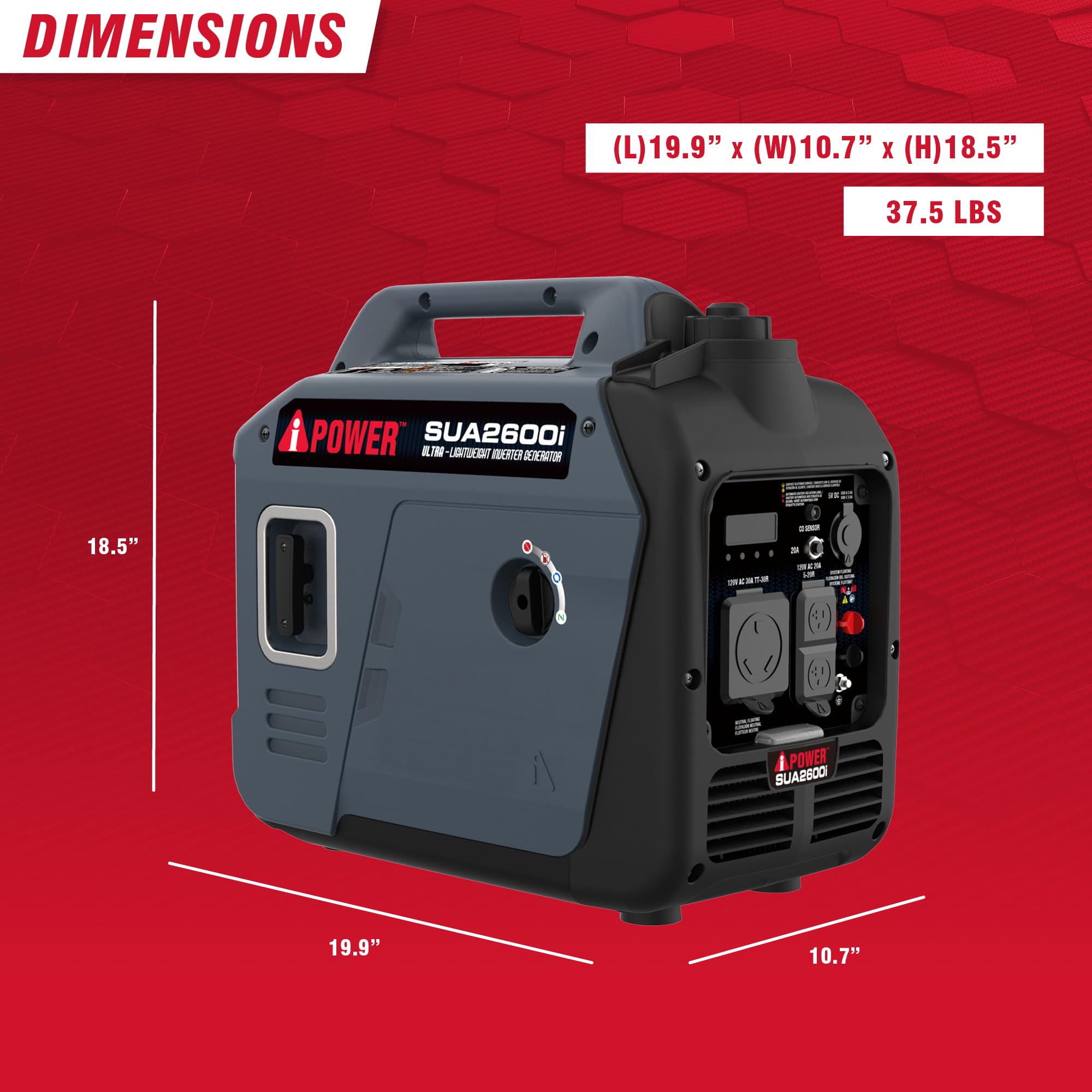 A-Ipower Quiet Inverter Generator, 2600W Rv Ready, Epa & Carb Compliant Co Sensor, Portable Ultra-Light Weight For Backup Home U