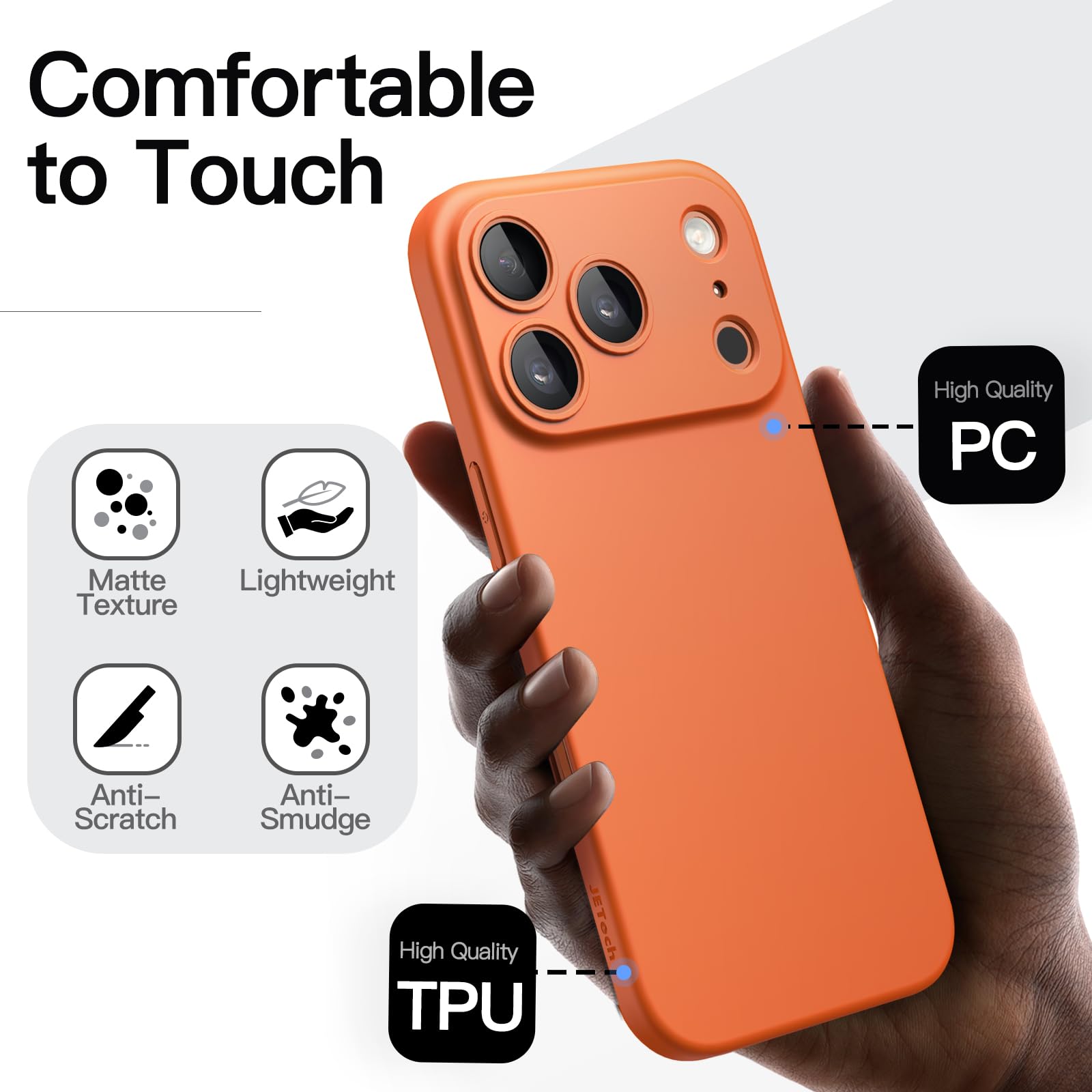 Jetech Slim Case For Iphone 17 Pro 6.3-Inch, Ultra-Thin Lightweight Minimalist Phone Cover With Camera Lens Protection, Matte An