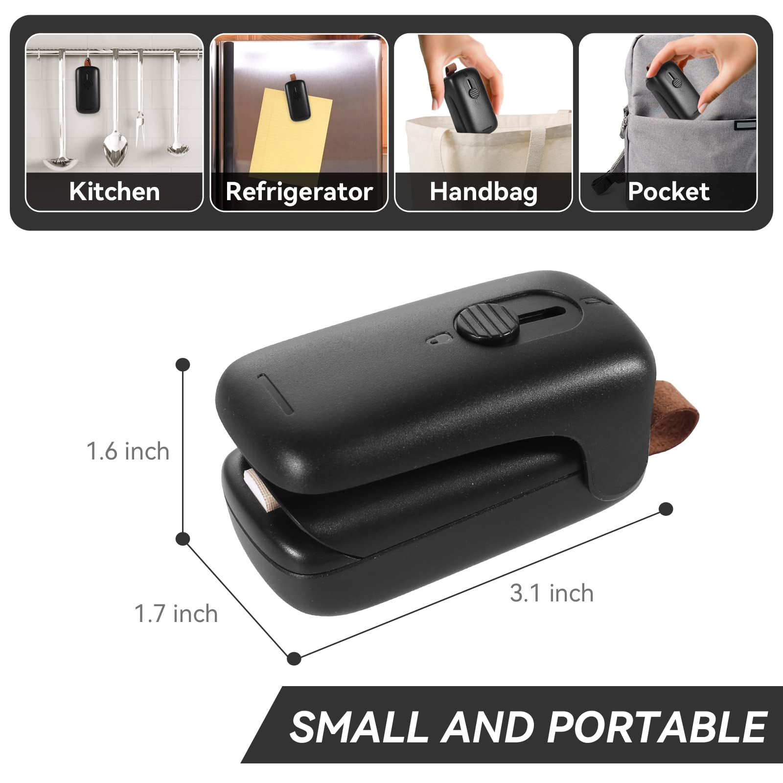 Mini Bag Sealer, Romsto Handheld Heat Vacuum Sealer, 2 In 1 Heat Sealer And Cutter With Lanyard, Portable Bag Resealer Machine F