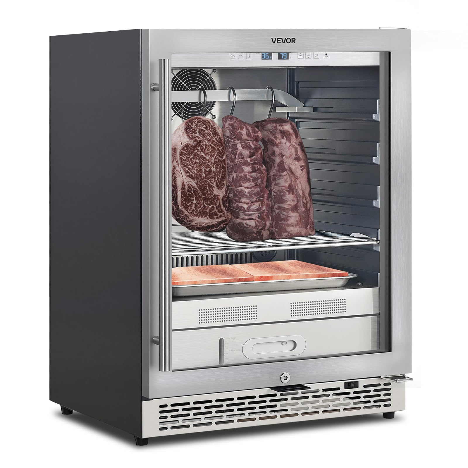 VEVOR ZS-A145N Fridge for Steaks Dry AGER Refrigerator for Meat with Precise Temperature & Humidity Control, Freestanding & Unde