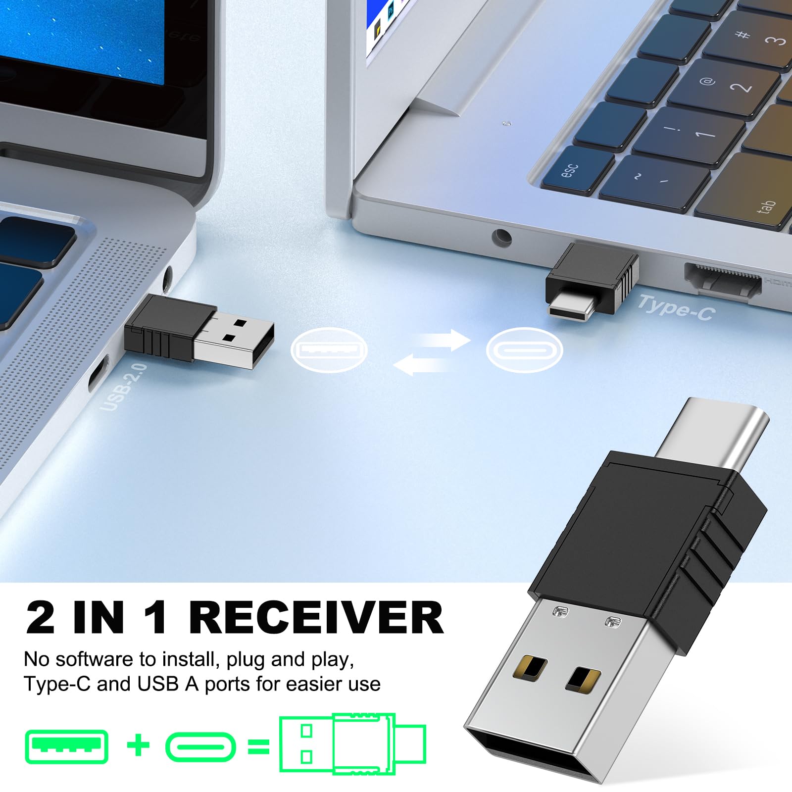 Presentation Clicker Green Laser Pointer, Rechargeable Powerpoint Clicker Wireless Presenter Remote, Rf 2.4Ghz Usb Presentation