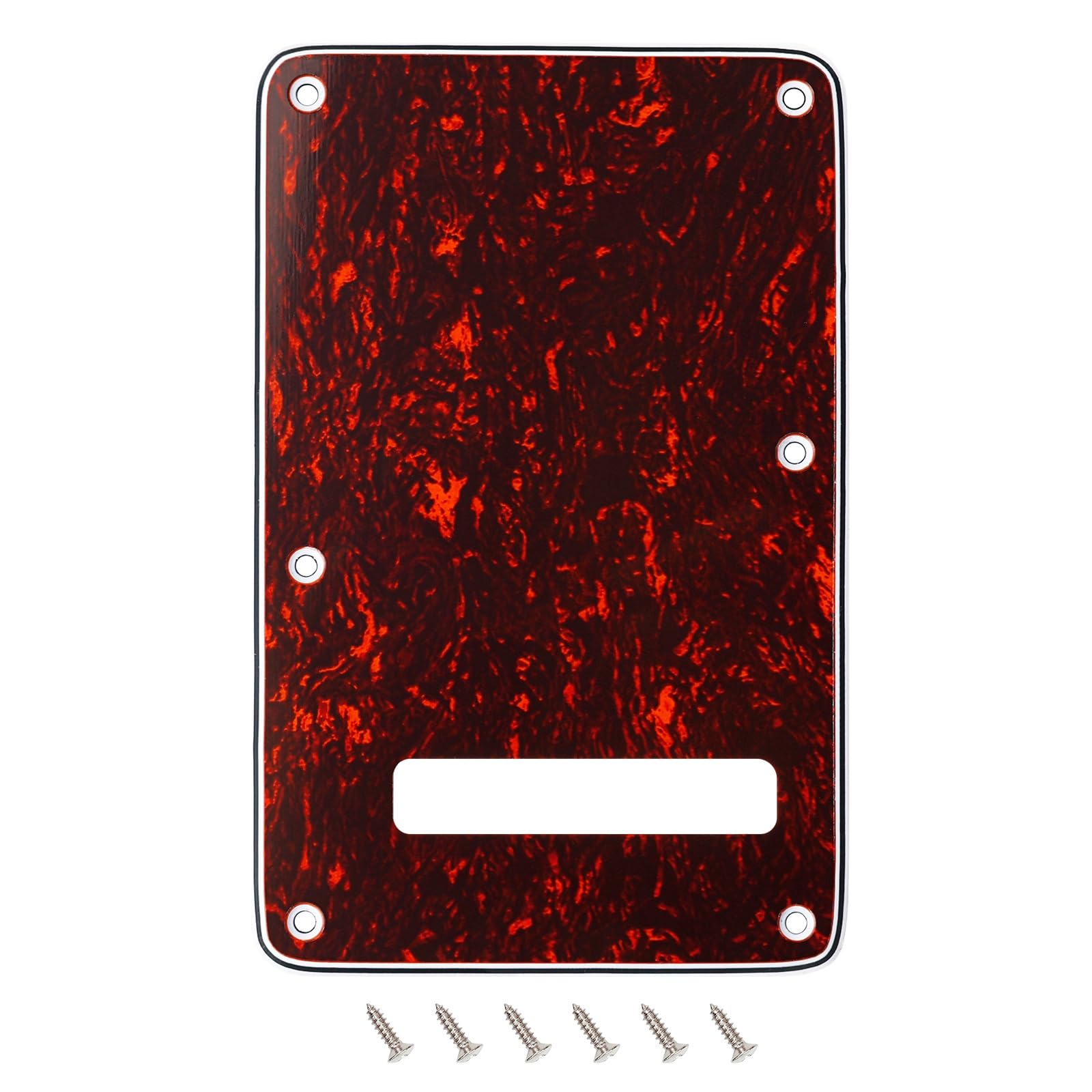 Banworks Electric Guitar 4 Ply Backplate 6-Hole Trem Tremolo Cover for USA/Mexican Fender Standard Strat ST JT/HGB-01 Red tortoi