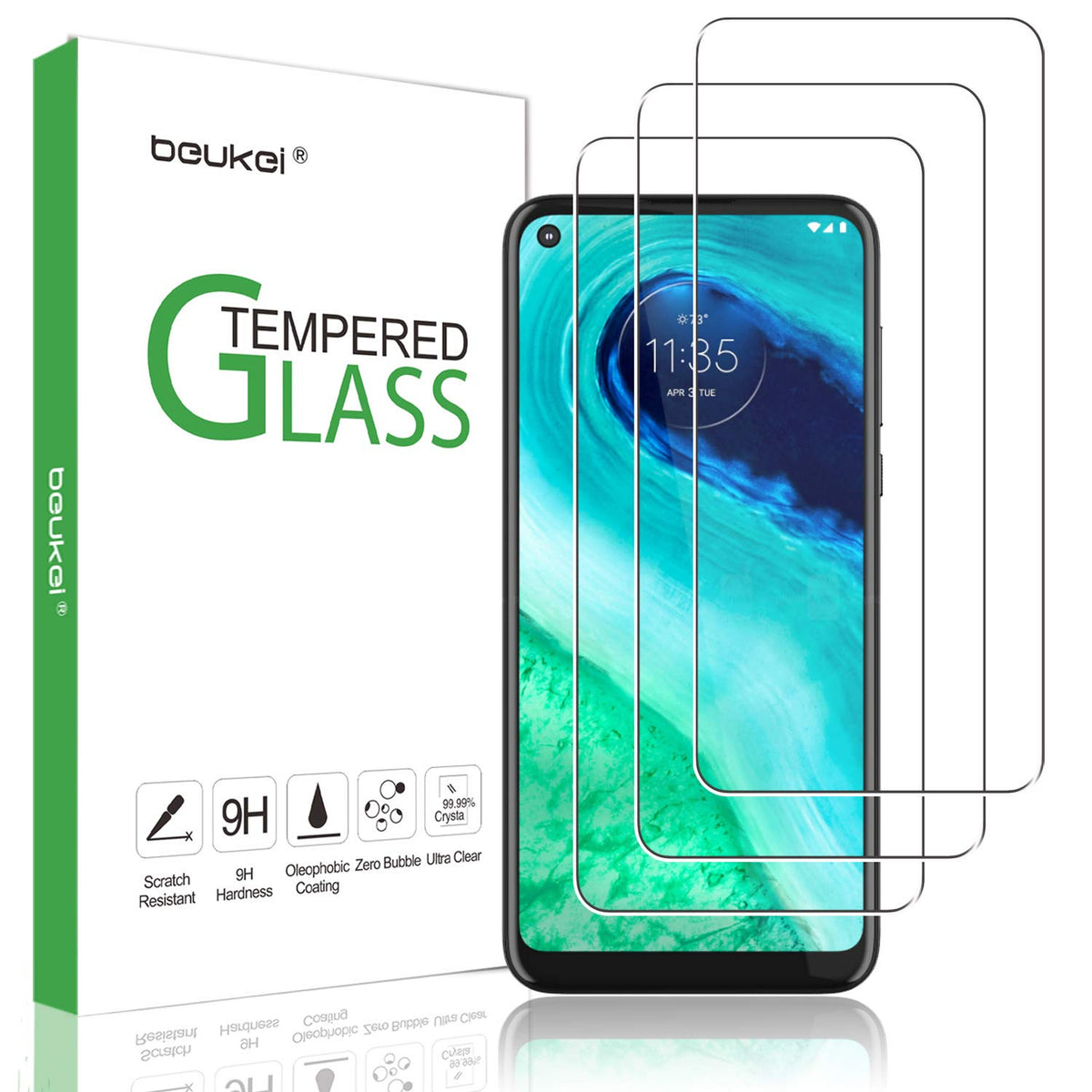 Beukei (3 Pack) For Motorola Moto G Fast Screen Protector Tempered Glass,Full Screen Coverage, Anti Scratch, Bubble Free