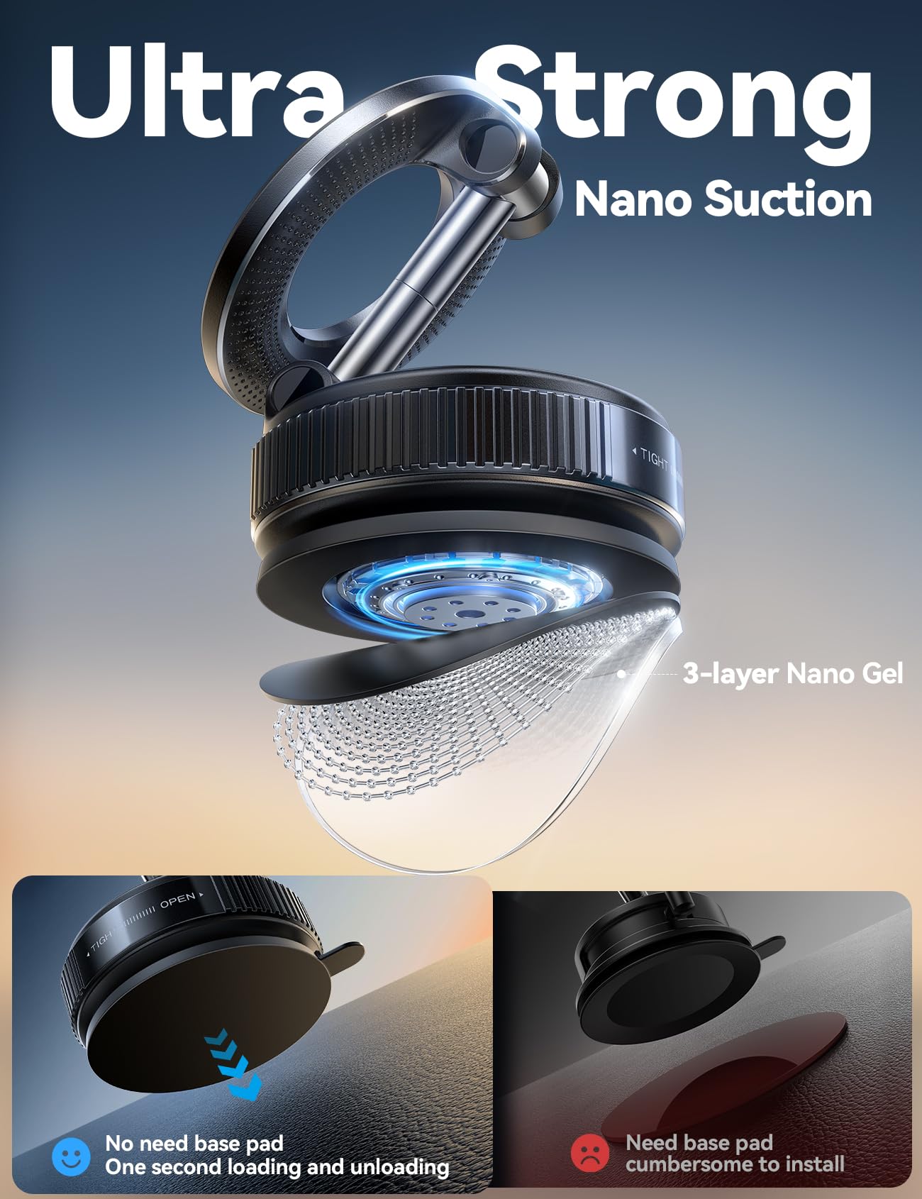 Joyroom Vacuum Magnetic Car Phone Holder, Strongest Suction Cup 360 Adjustable Magsafe Car Phone Mount, Foldable Cell Phone Hold