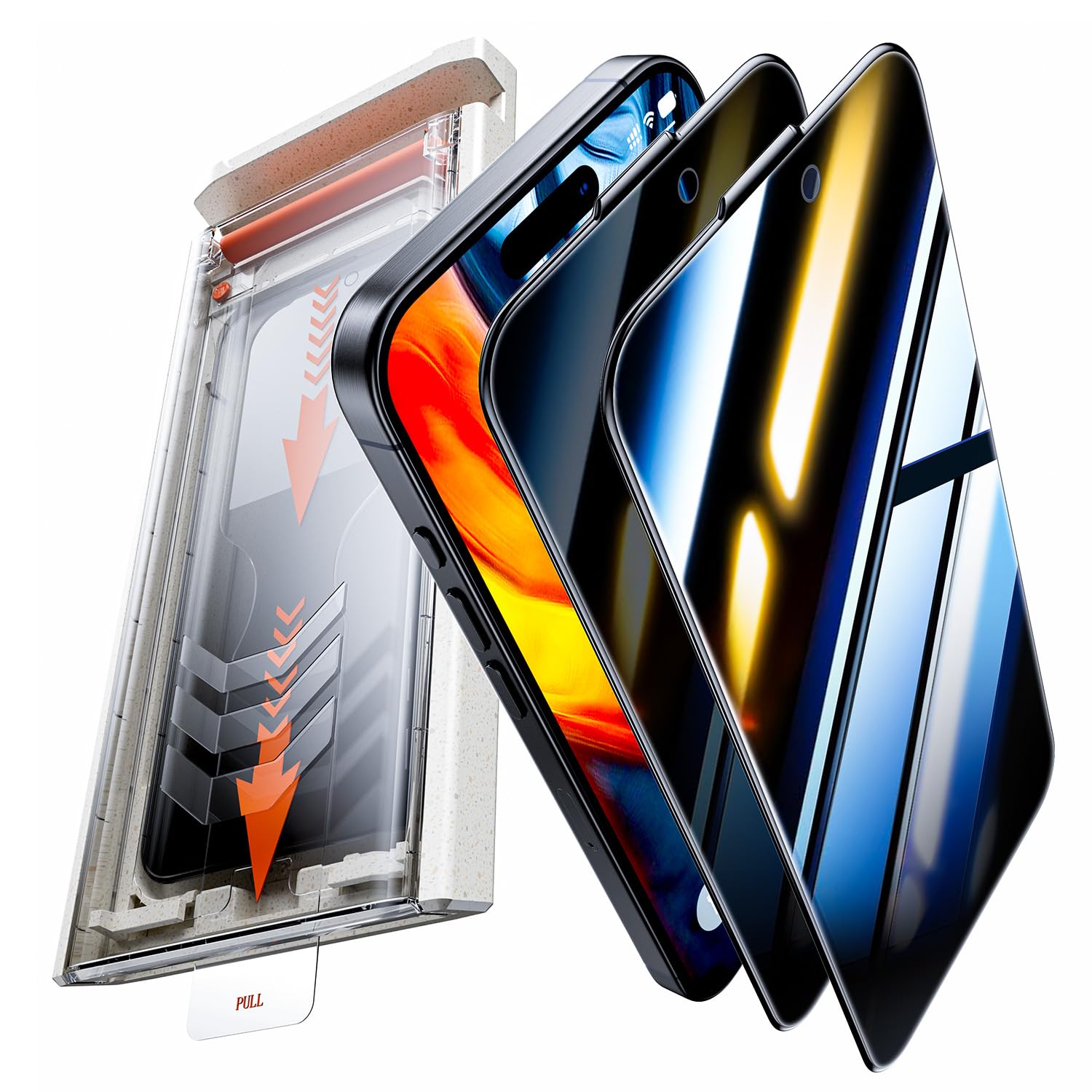 Hoerrye For Iphone 16 Pro Privacy Screen Protector   [Bubble Free, Auto Dust Removal ][9H+ Military Grade Shatterproof & Longest