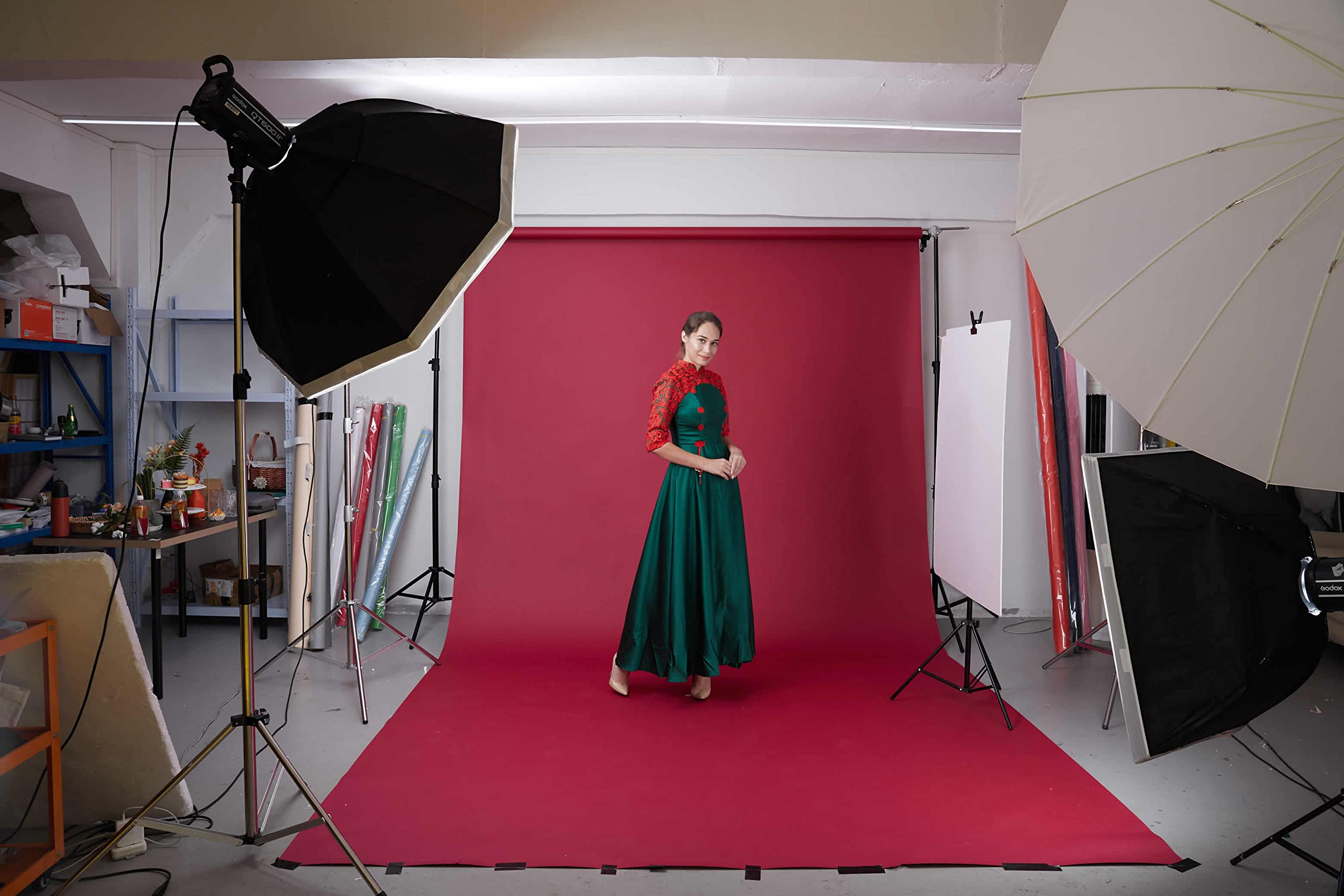 Yizhily Seamless Photo Photography Background Paper Backdrop For Photoshoot, 107'' X36', Flame