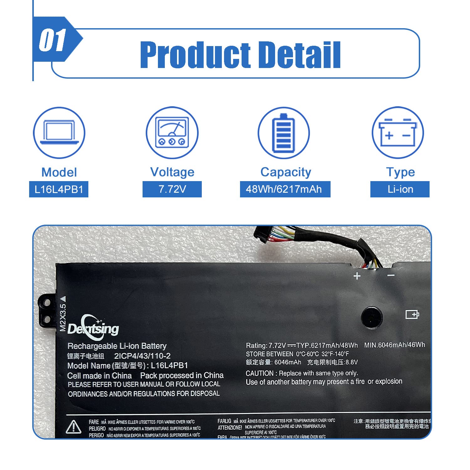 Dentsing L16L4PB1 48Wh 7.72V Li-ion Laptop Battery for Lenovo Yoga 720-13IKB 730-13IKB 730-13IWL Series