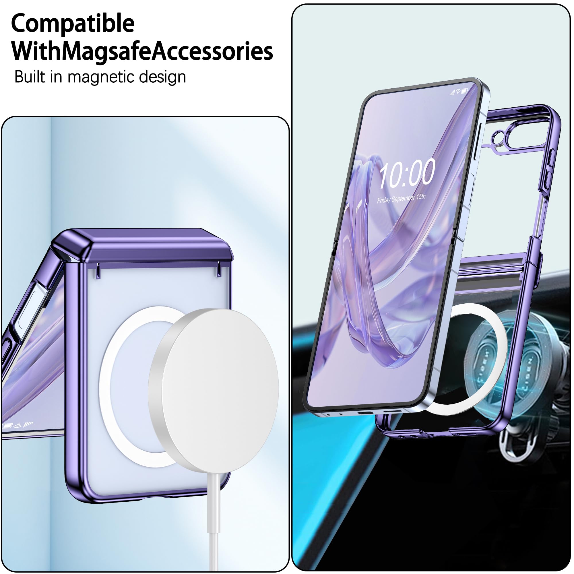 Dakorie Clear Case For Samsung Galaxy Z Flip 6 Case With Screen Protector Magsafe Shockproof Hinge Protection Phone Cover For Ga