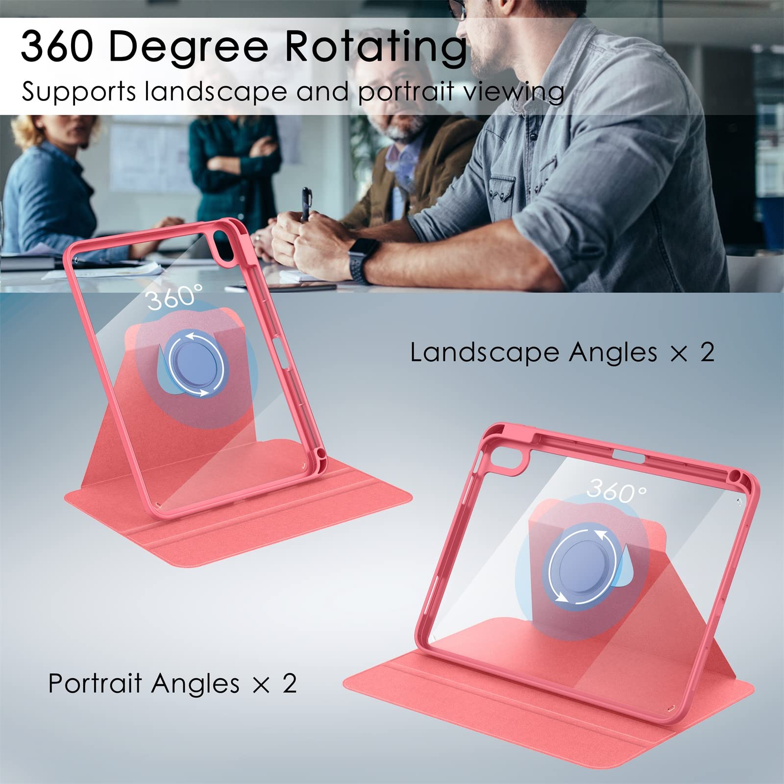 Soke Rotating Case For Ipad 10Th Generation 10.9 Inch 2022 With Pencil Holder   360 Degree Rotate Stand Protective Case With Cle