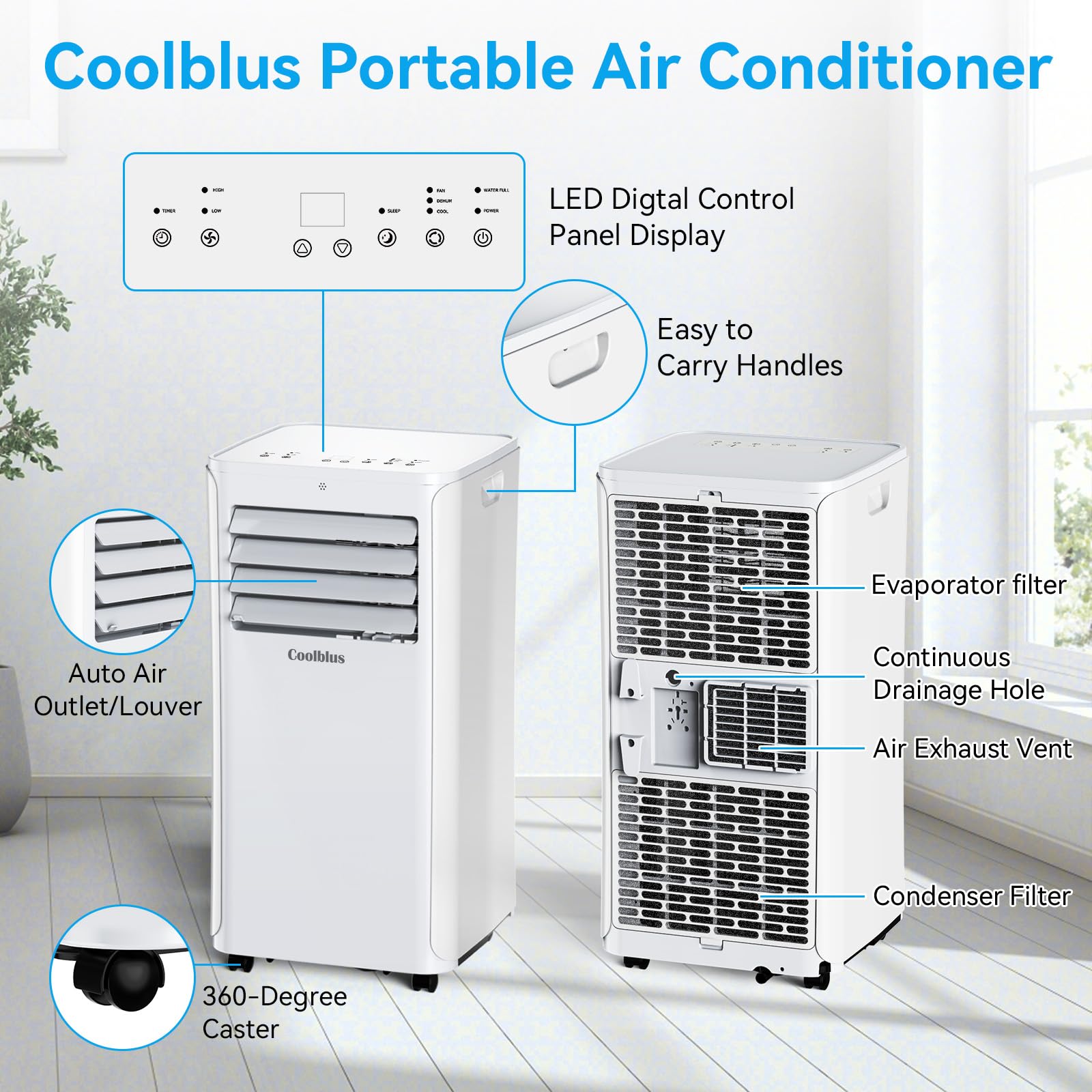 Coolblus A016B A016B 07Kr Air Conditioner, 12000Btu, White