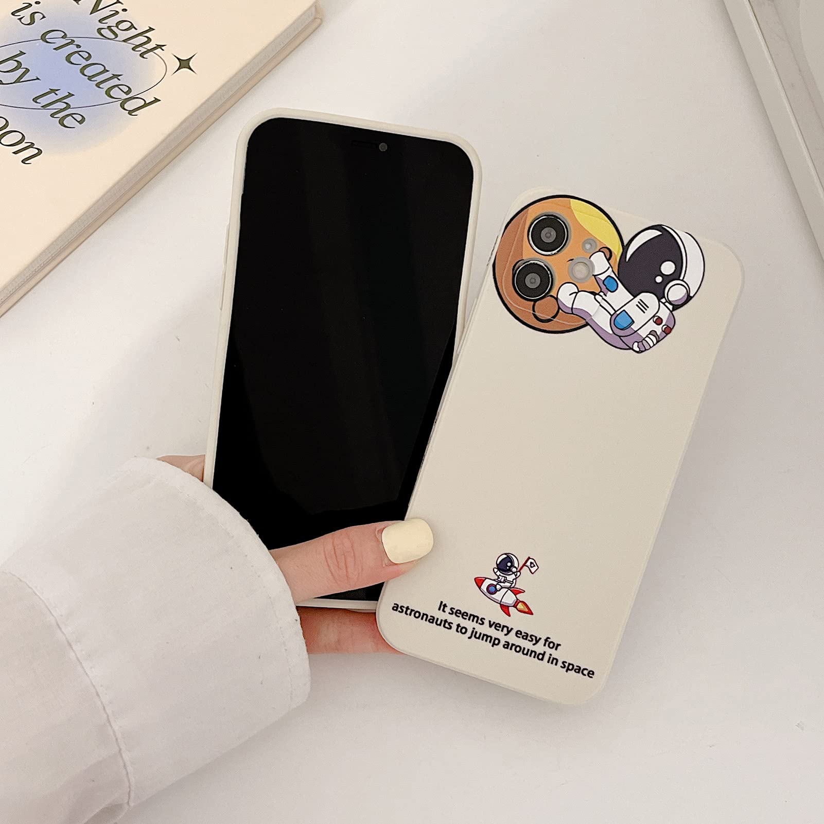 Yonds Queen iPhone 11 Pro Phone Case Cartoon Astronaut Space Rocket Moon Design TPU Protective Hold Moon