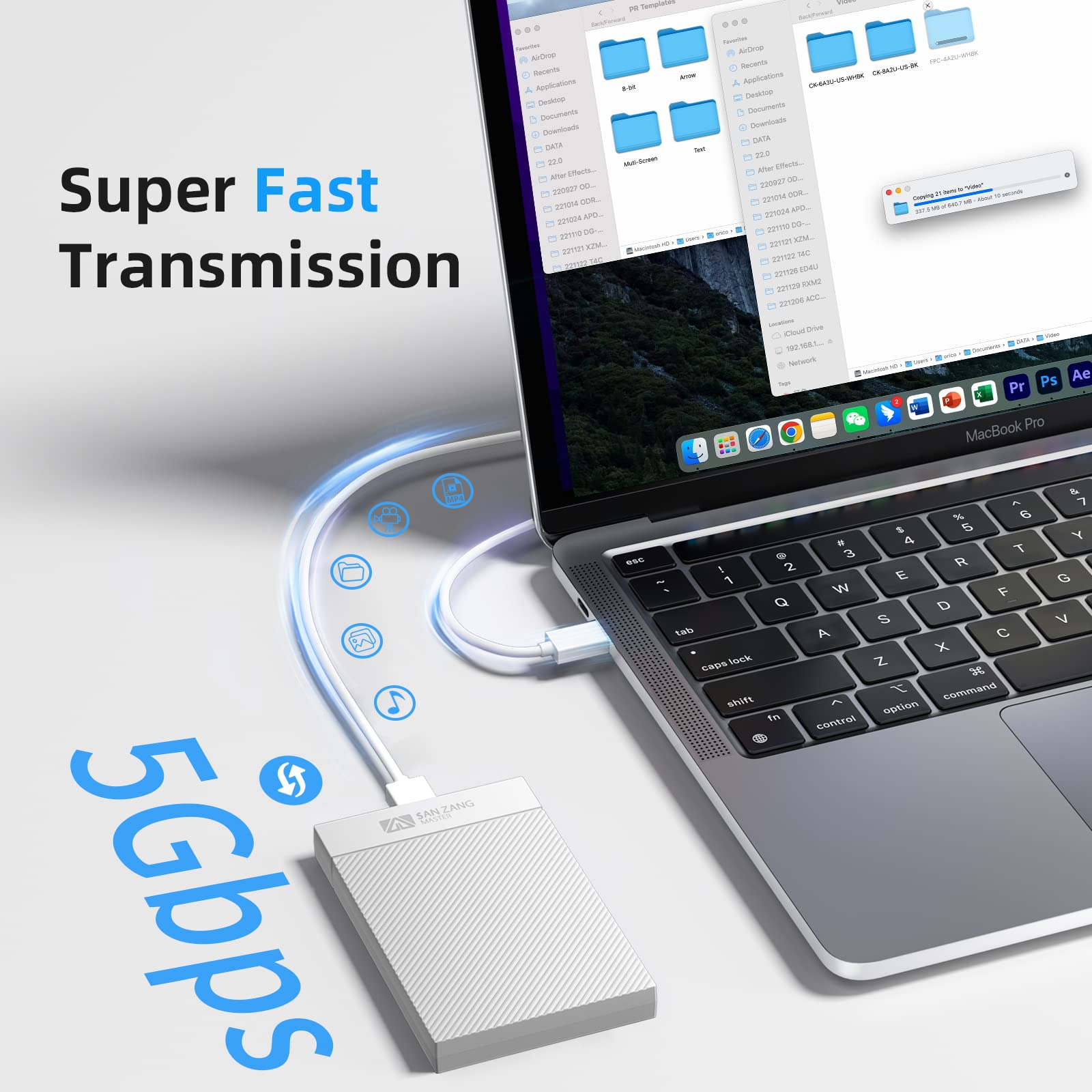 San Zang Master 2.5 Inch Hard Drive Enclosure, 5Gbps Usb 3.0 To Sata Iii 5Gbps High Speed Transmission For 7 9.5Mm Hdd Ssd Enclo