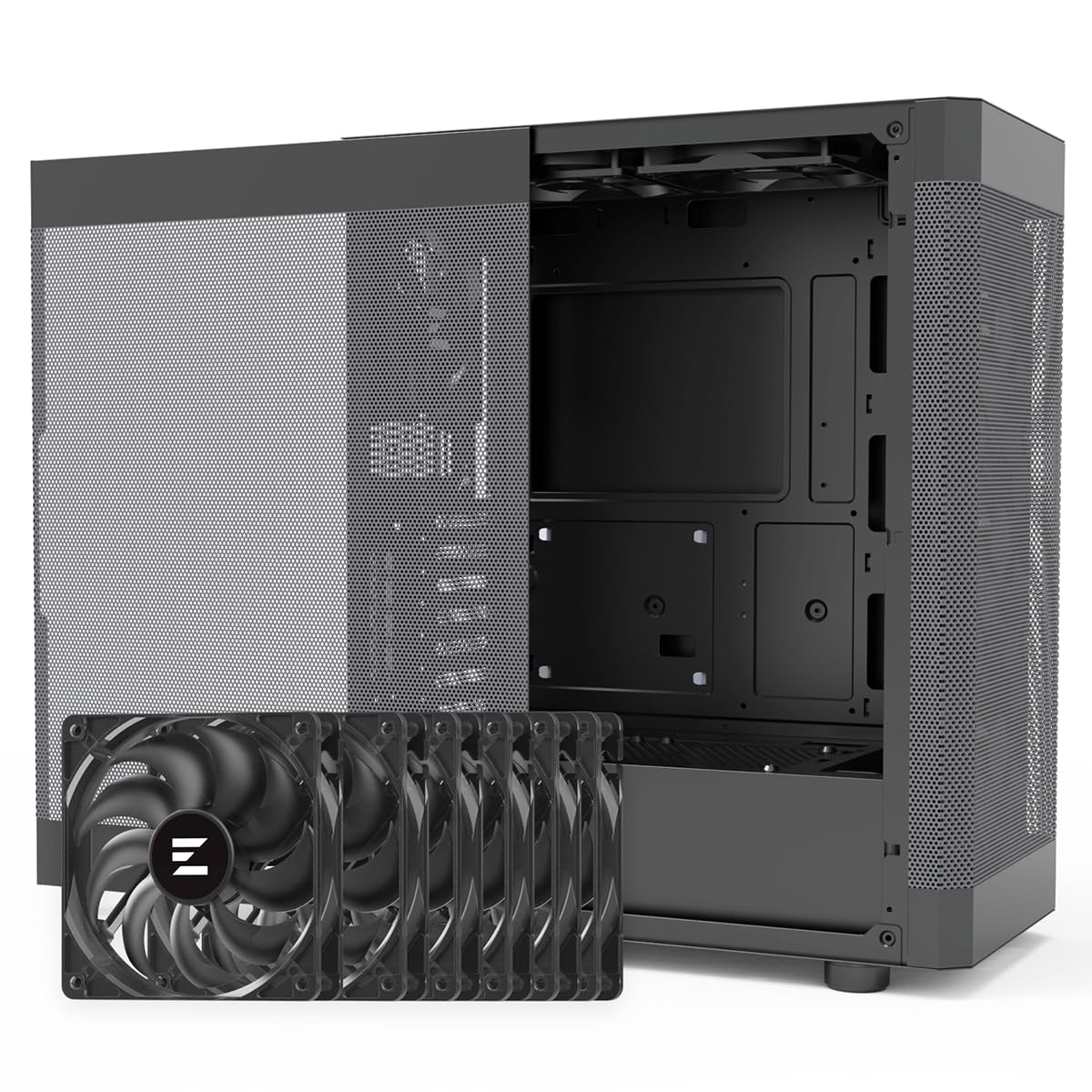 Zalman I4 Airflow Atx Pc Case - Full Mesh Design - 6 X 120Mm Fans Pre-Installed - Mid-Tower Desktop Computer Case - Vertical Gpu