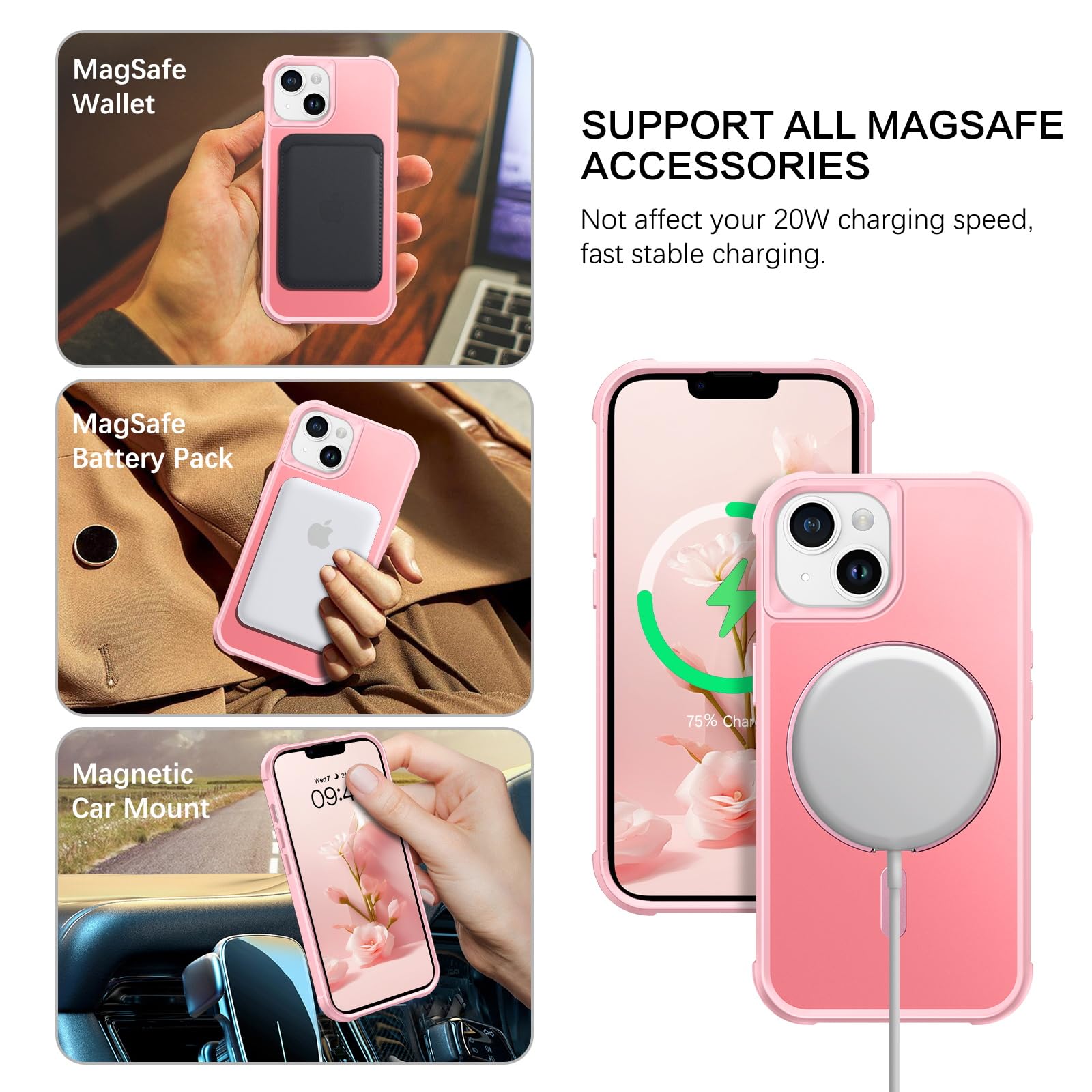 Bentoben For Iphone 13 Phone Case, Iphone 14 Magnetic Case [Compatible With Magsafe] Rotatable Ring Holder Kickstand Design Shoc