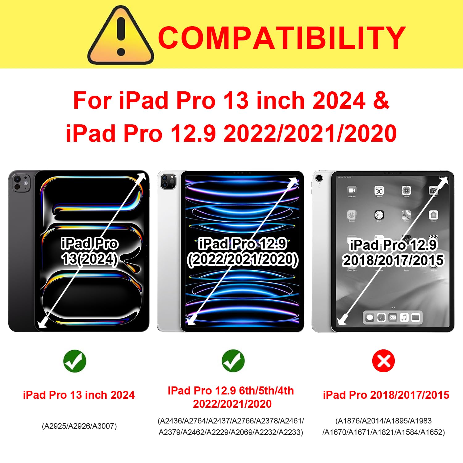 Ztotopcases For New Ipad Pro 13 Inch Case 7Th Gen M4(2024)/ Pro 12.9 Inch 6Th/5Th/4Th Generation 2022/2021/2020, [6 Magnetic Sta