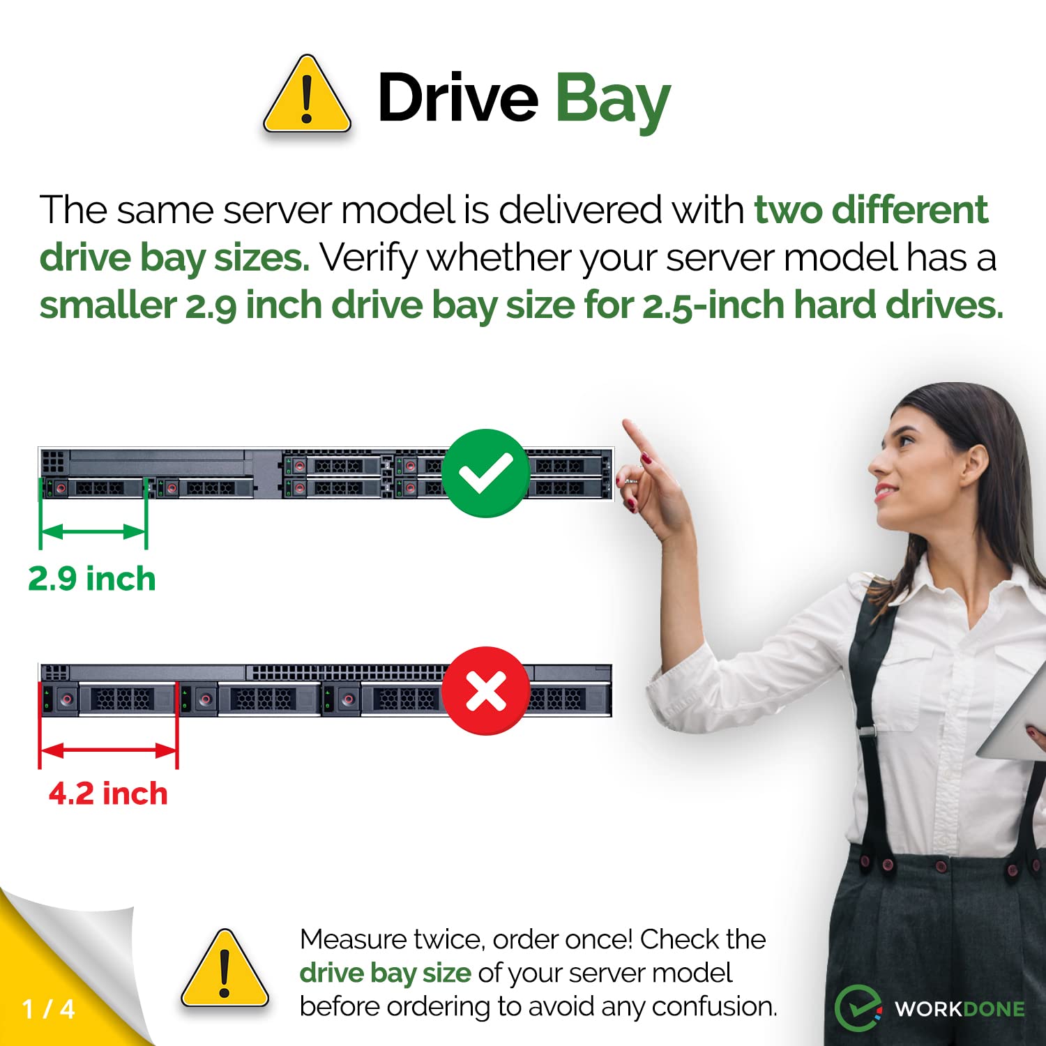 Workdone 12 Pack 2.5'' Drive Caddy   Compatible For Dell Poweredge Servers   14Th Gen R440 R640 R740 R740Xd R840 R940 R6415 R750